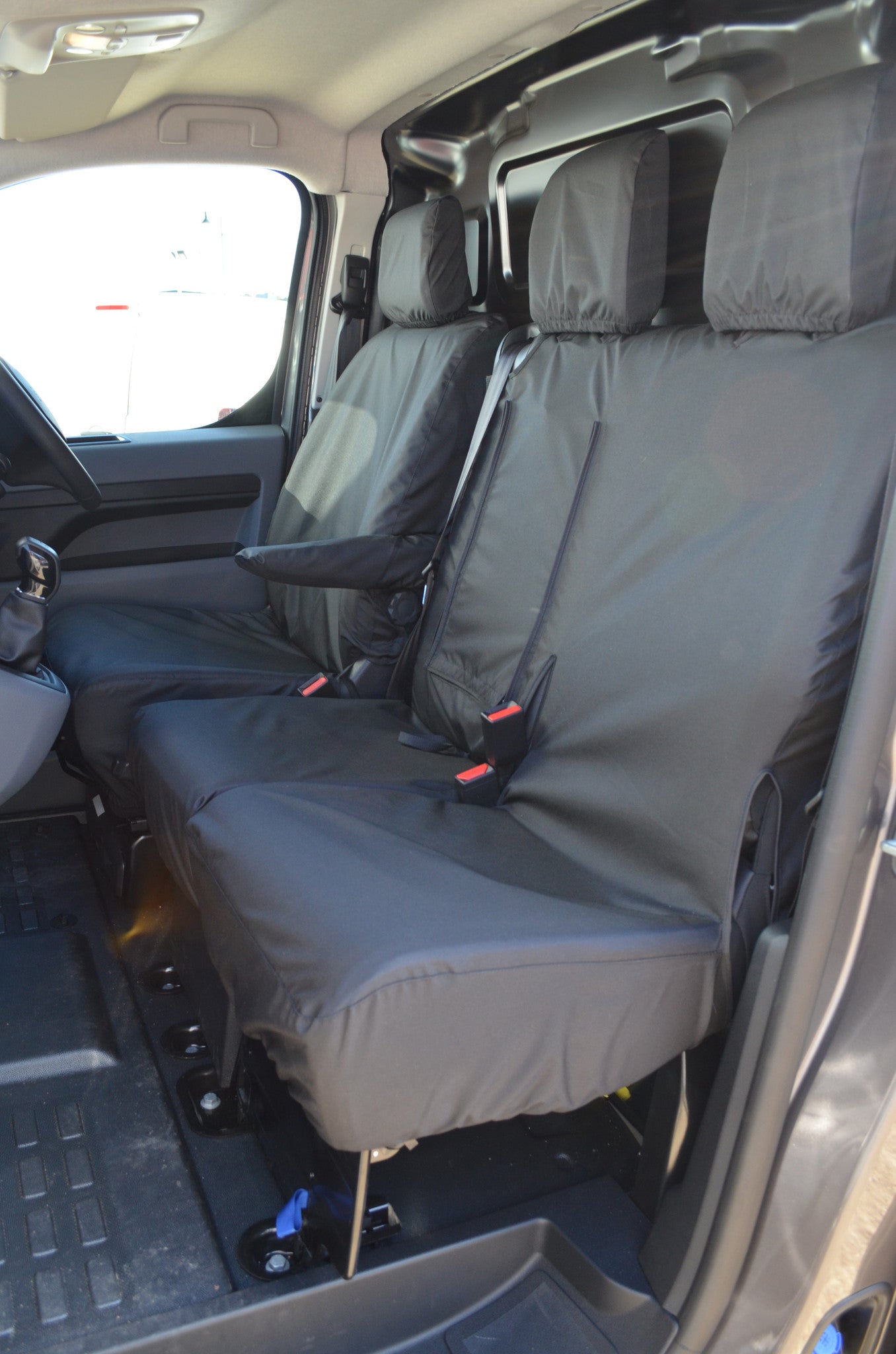 Toyota Proace 2016 Onwards Seat Covers Black / Comfort Grade (With Worktray) Turtle Covers Ltd