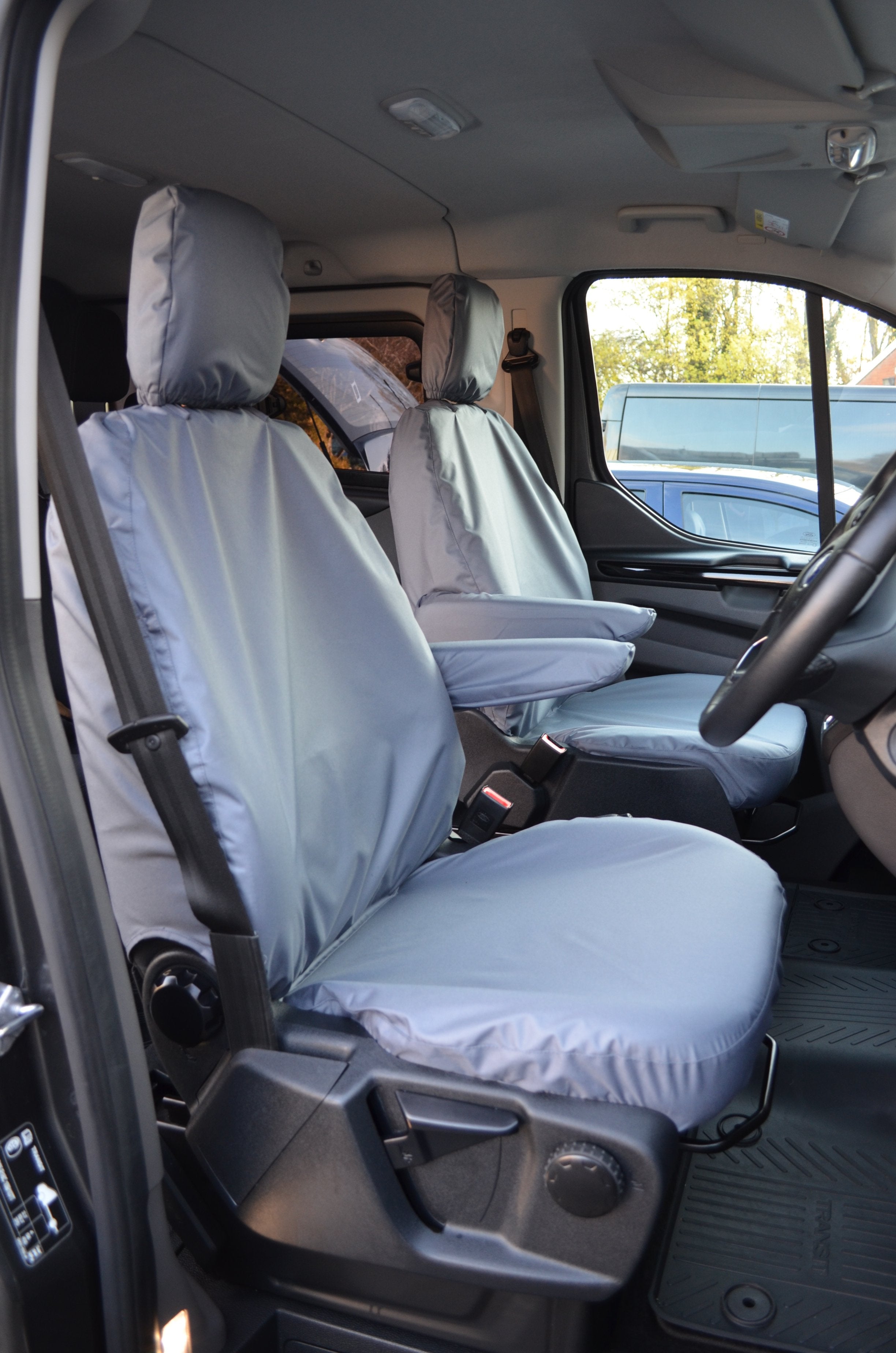 Ford Transit Custom 2013 Onwards Tailored Front Seat Covers Grey / Driver's & Single Passenger Turtle Covers Ltd