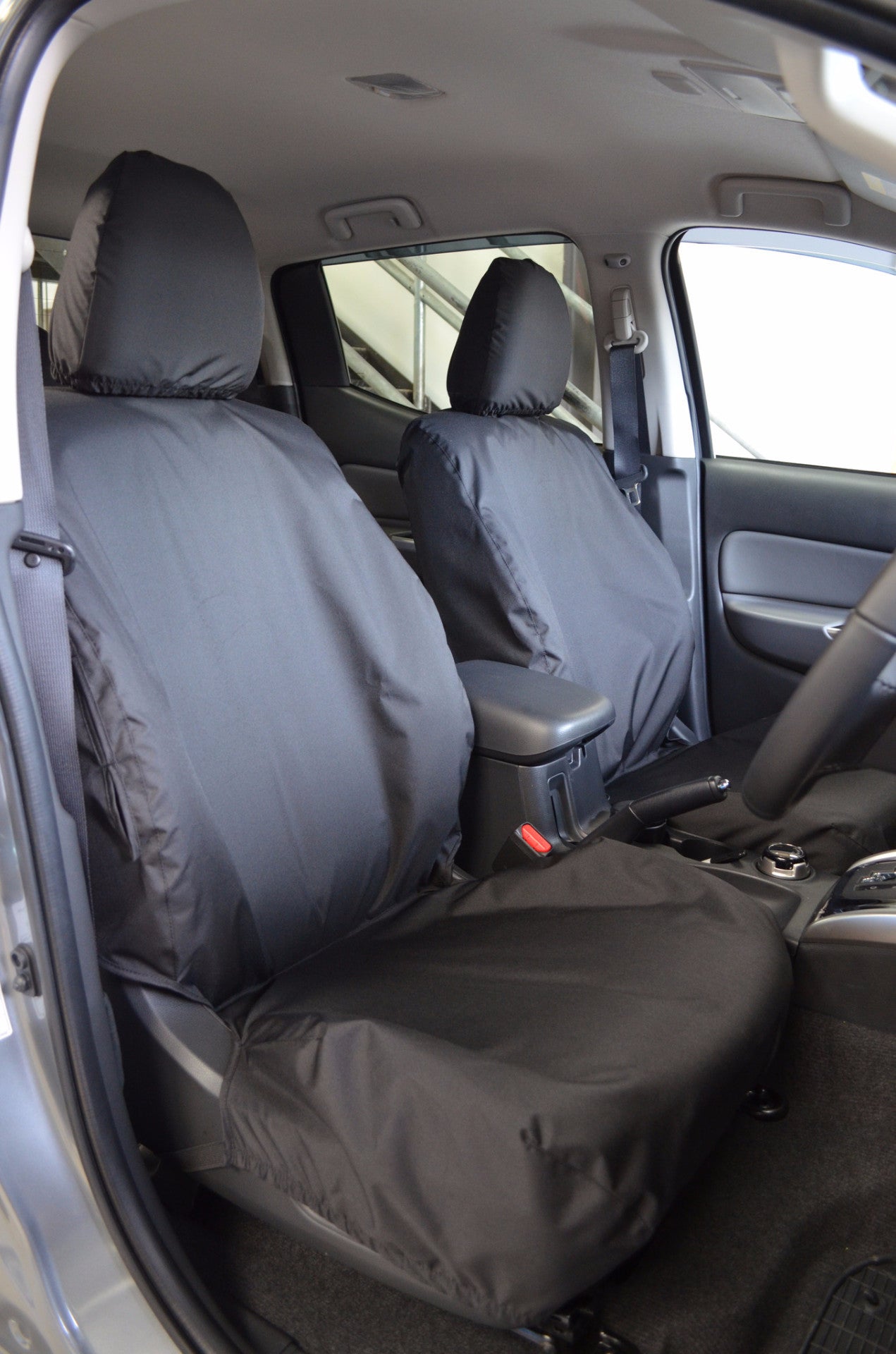 Mitsubishi L200 Mk 7 Double Cab (2015 Onwards) Tailored Seat Covers Front Seats / Black Turtle Covers Ltd