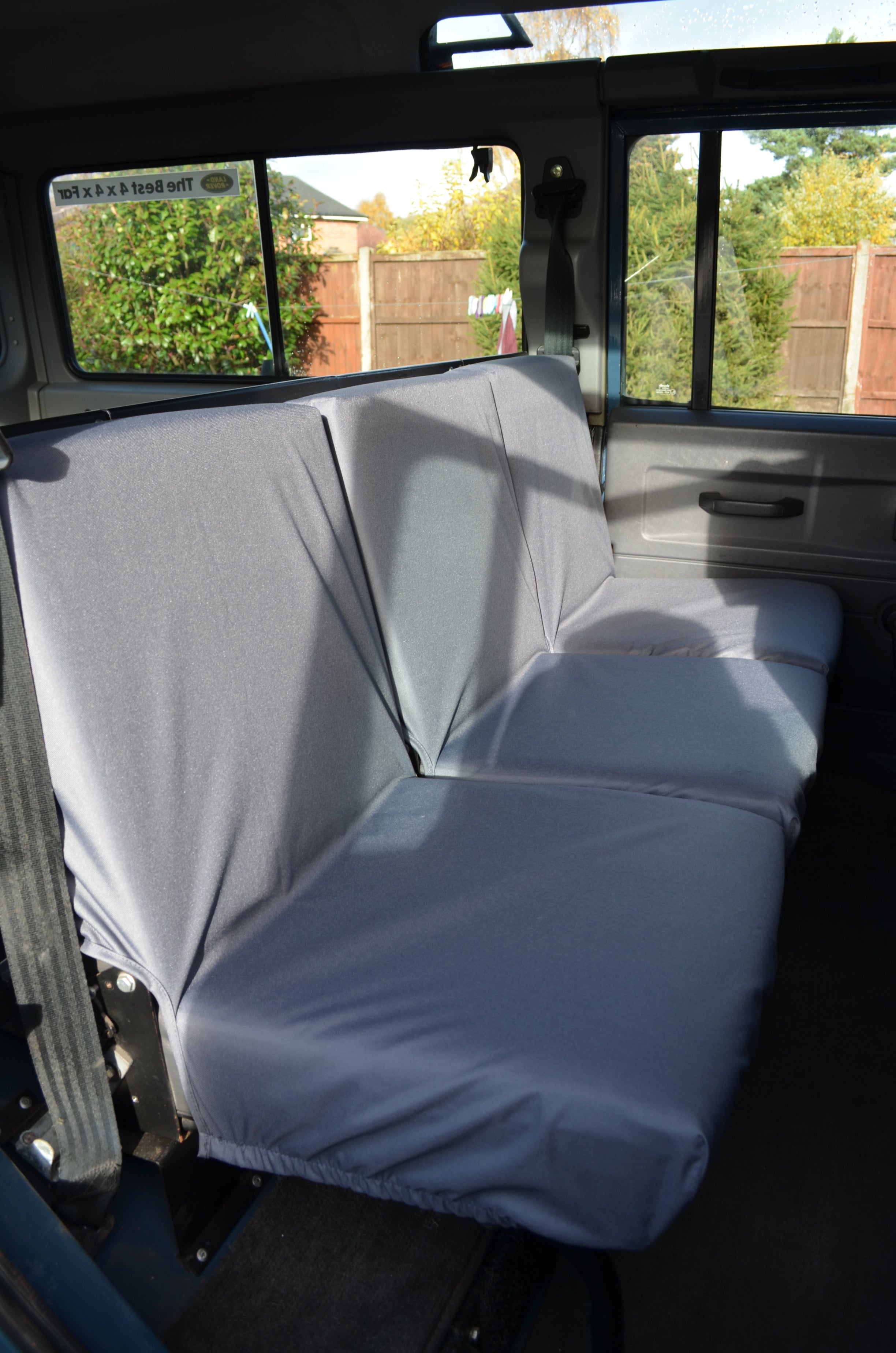 Land Rover Defender 1983 - 2007 Rear Seat Covers 2nd Row 3 Singles / Grey Turtle Covers Ltd