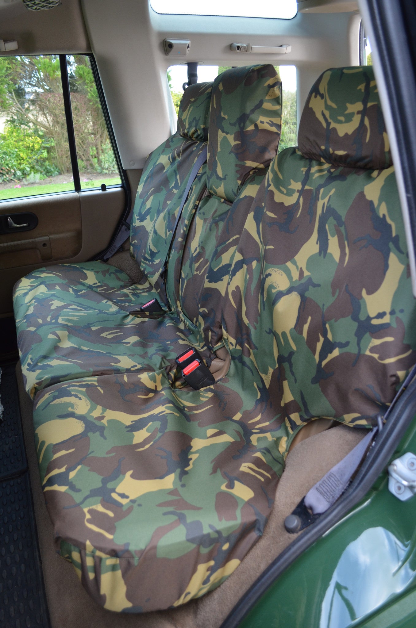 Land Rover Discovery 1998 - 2004 Series 2 Seat Covers Rear 2nd Row / Green Camo Turtle Covers Ltd