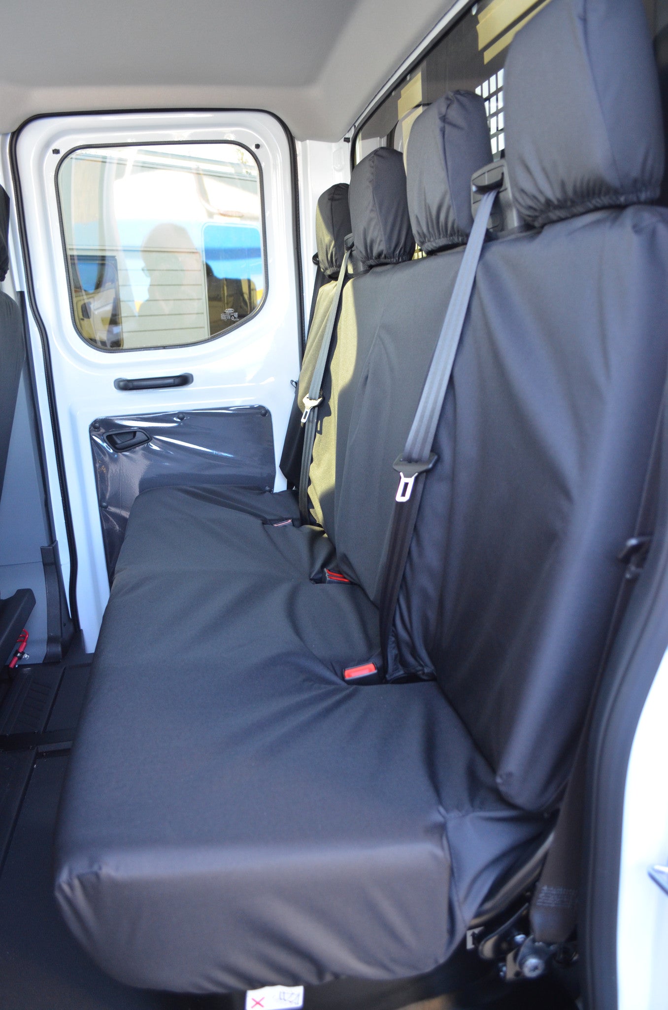 Ford Transit 2014+ Tailored &amp; Waterproof Rear Seat Covers Black / 4-Seater Bench Turtle Covers Ltd
