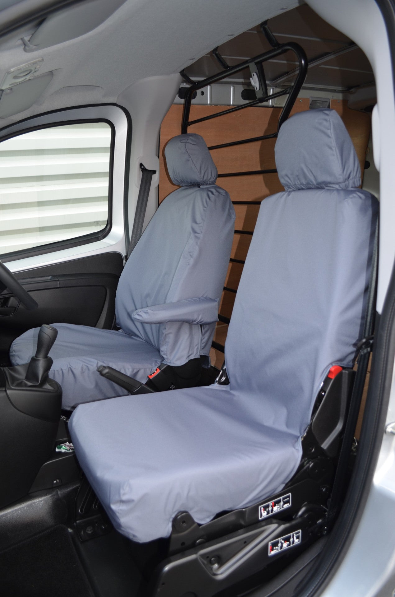 Peugeot Bipper Van 2008 Onwards Front Pair of Seat Covers Driver's Seat and Folding Passenger Seat / Grey Turtle Covers Ltd