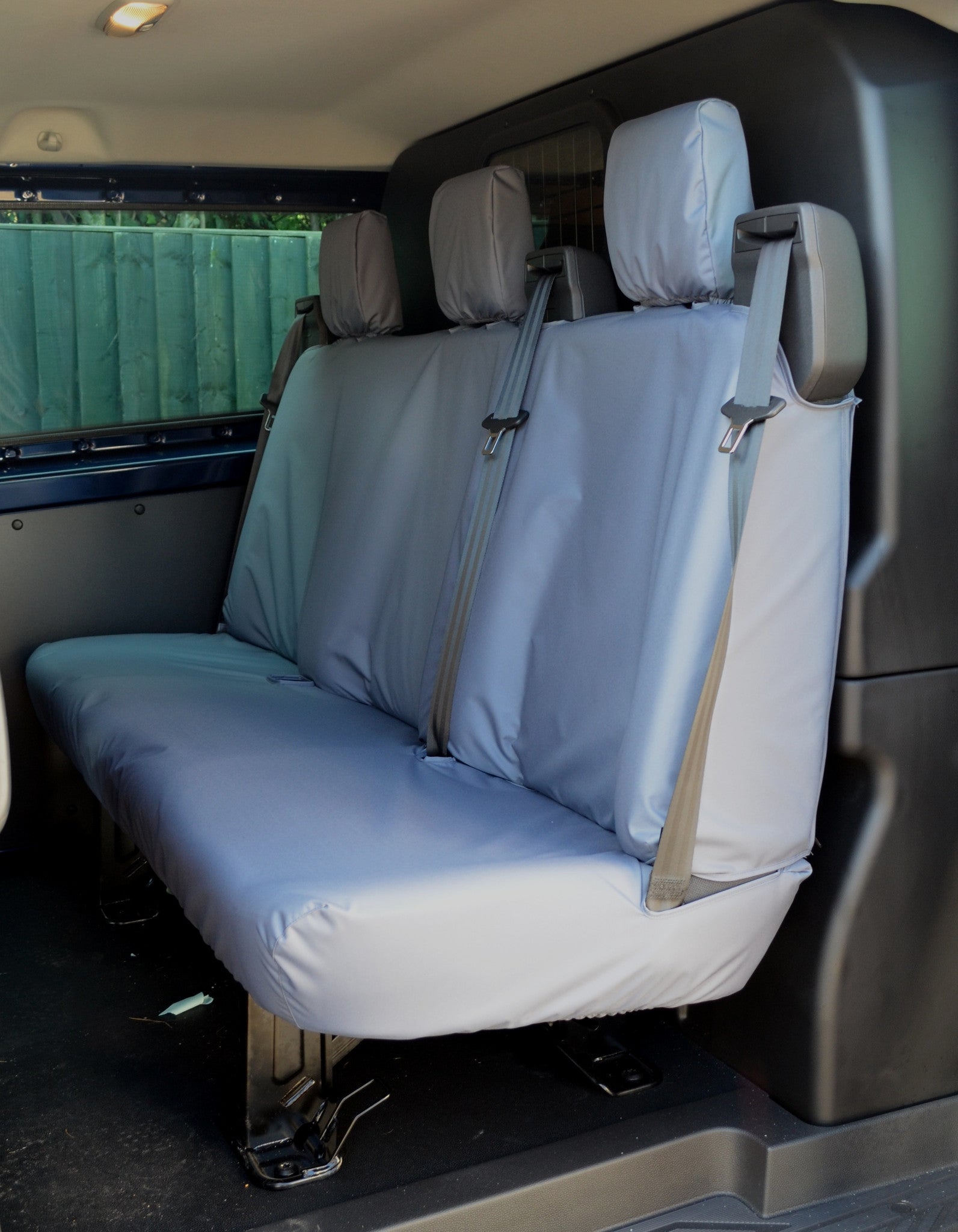 Ford Transit Custom 2013+ Tailored &amp; Waterproof Rear 3-Seater Bench Seat Cover Grey Turtle Covers Ltd