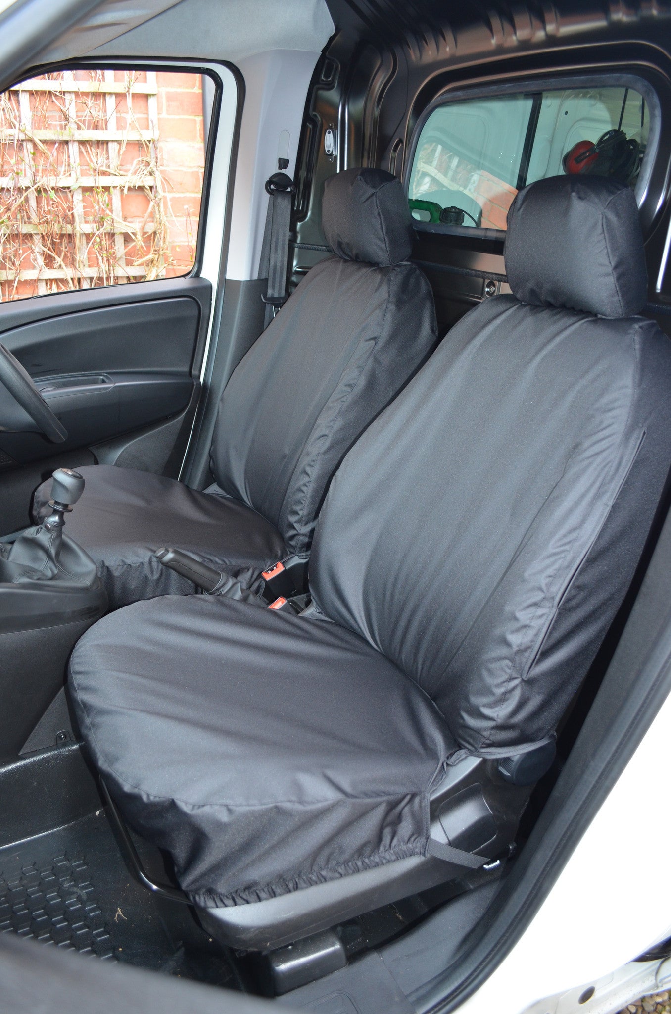 Fiat Doblo Van 2010+ Tailored Seat Covers Black / Front Pair Turtle Covers Ltd