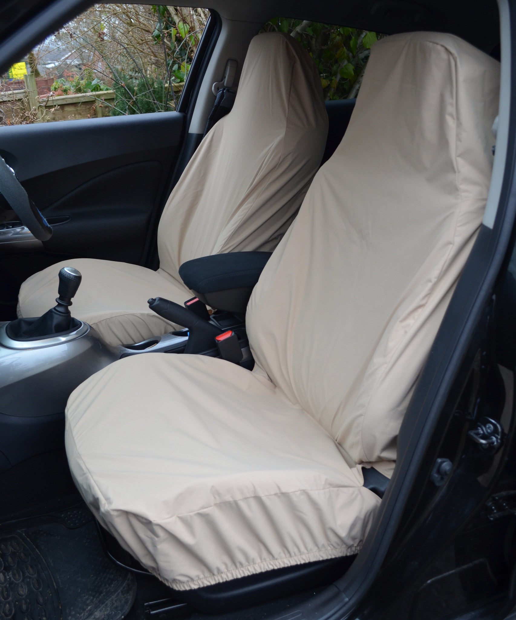 Front Pair of Airbag Compatible Car & Van Seat Covers Beige Turtle Covers Ltd