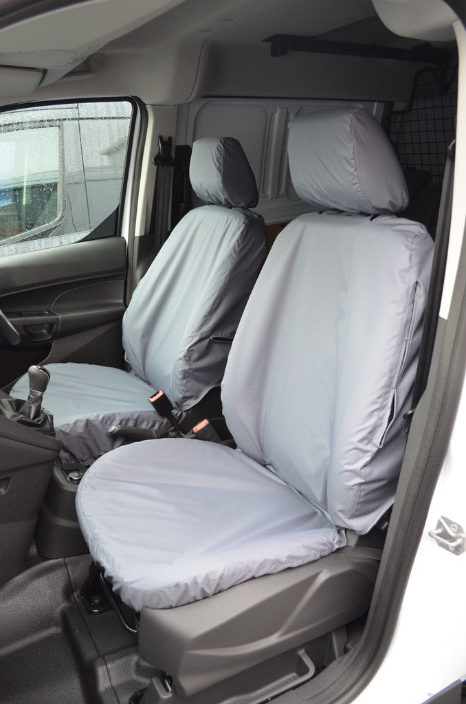 Ford Transit Connect 2018+ Tailored Seat Covers Front Pair (With Armrests) / Grey Turtle Covers Ltd