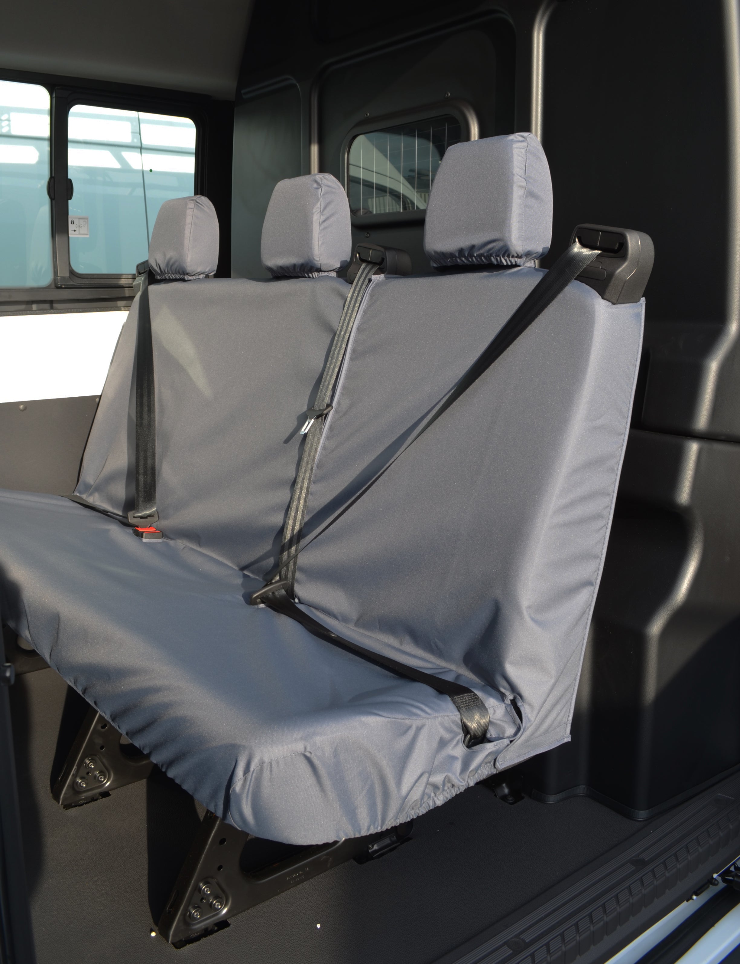 Ford Transit 2014+ Tailored & Waterproof Rear Seat Covers Grey / 3-Seater Turtle Covers Ltd