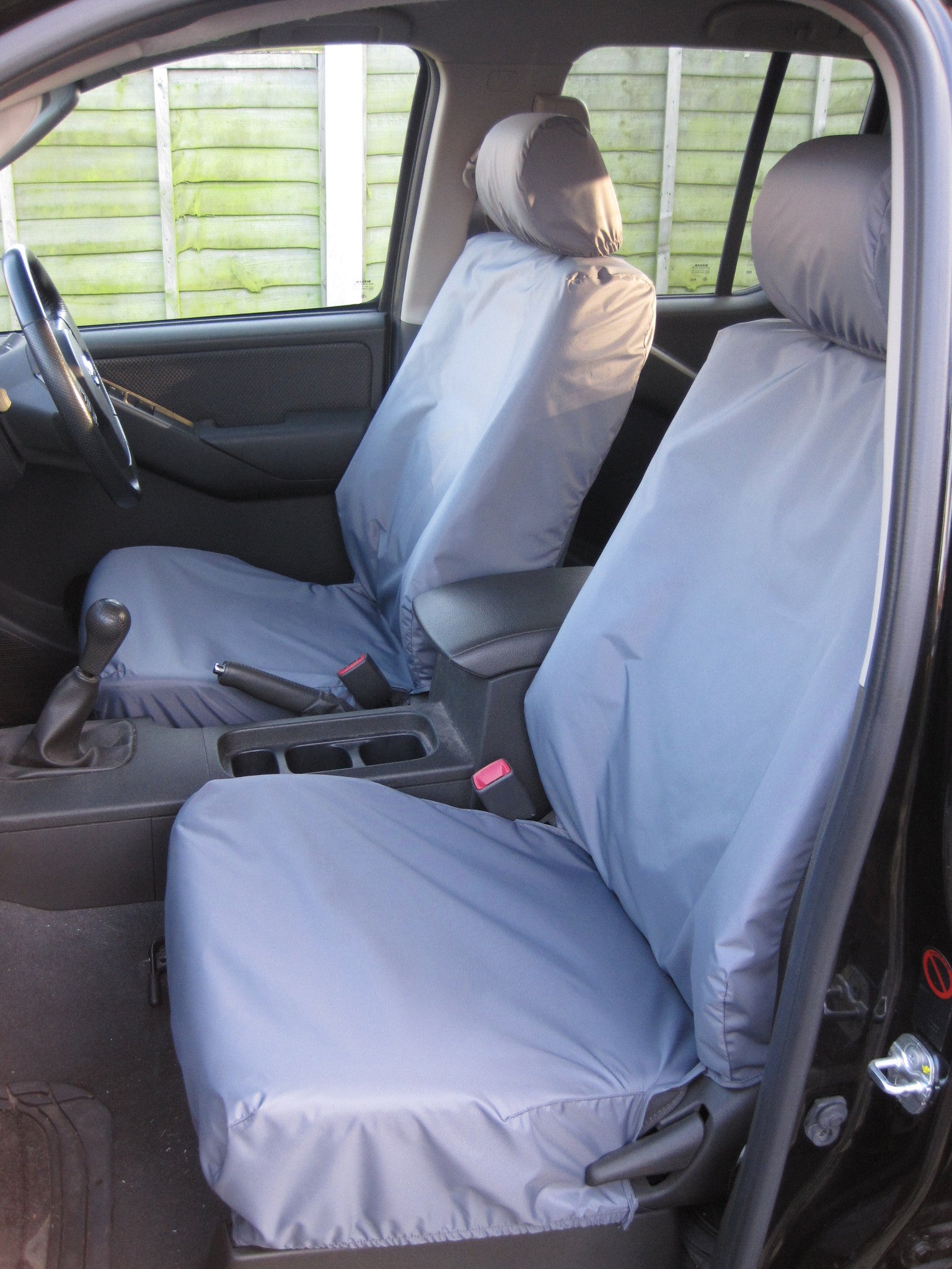 Semi-Custom Front Seat Covers For 2012-2020 Nissan NV 1500/2500/3500 Vans - Black/Charcoal Poly-Cotton