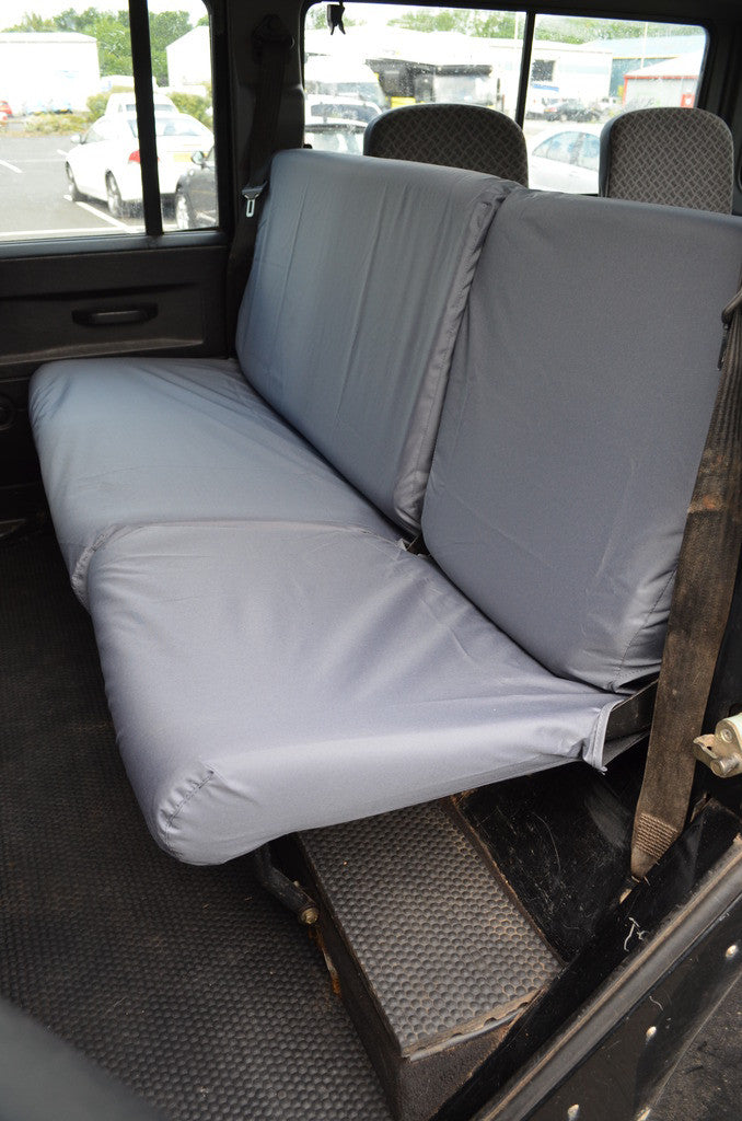 Land Rover Defender 1983 - 2007 Rear Seat Covers 2nd Row Single &amp; Double / Grey Turtle Covers Ltd