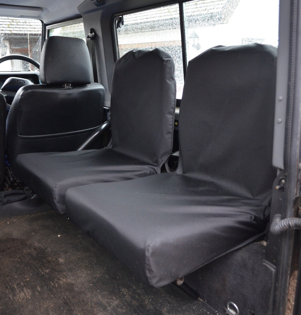 Land Rover Defender 1983 - 2007 Rear Seat Covers Set of 2 Dicky Seats / Black Turtle Covers Ltd