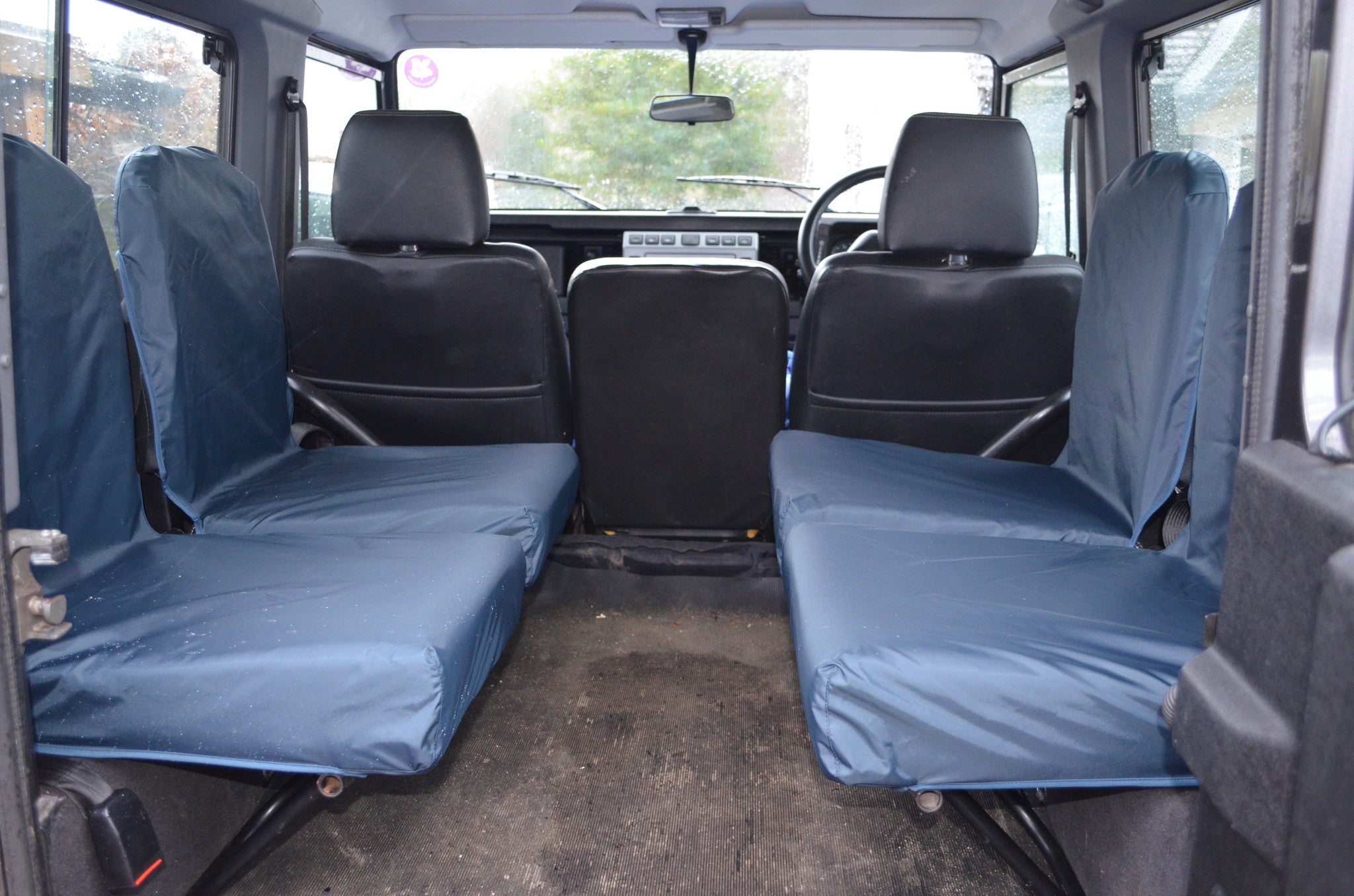 Land Rover Defender 1983 - 2007 Rear Seat Covers Set of 4 Dicky Seats / Navy Blue Turtle Covers Ltd