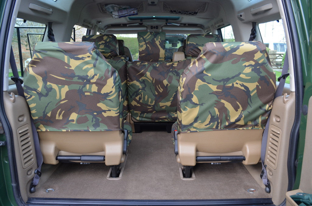 Land Rover Discovery 1998 - 2004 Series 2 Seat Covers Dicky Seats / Green Camo Turtle Covers Ltd