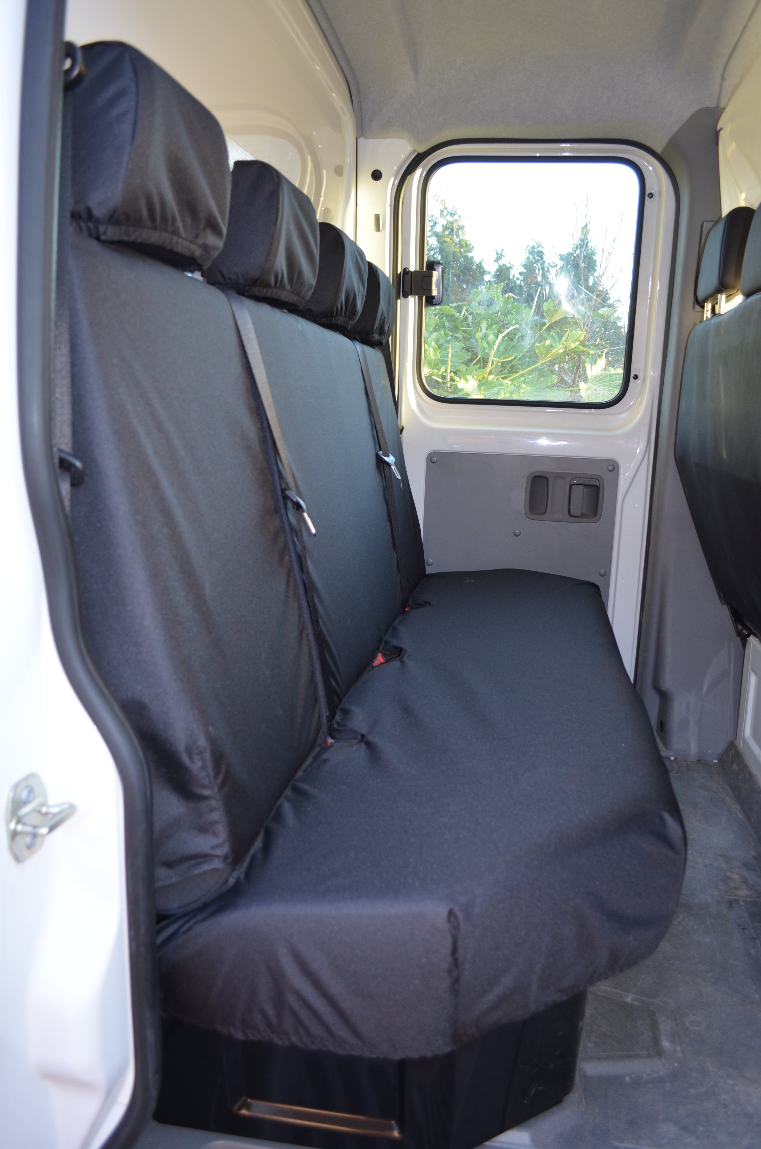 Mercedes Sprinter 2018+ Van Tailored & Waterproof Seat Covers Black / Rear Quad Turtle Covers Ltd