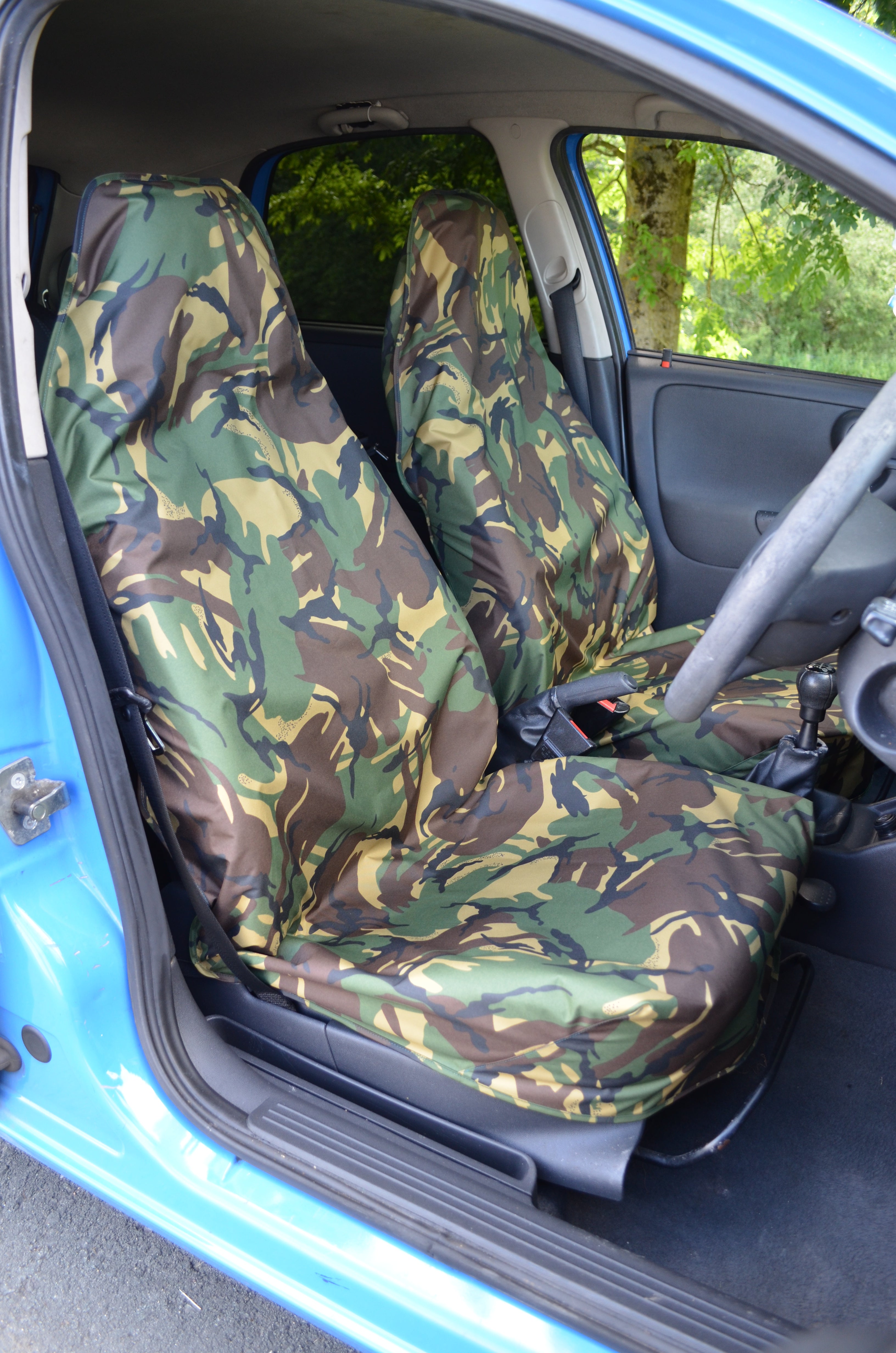 Universal Car &amp; Van Seat Cover Green Camouflage / Front Pair Turtle Covers Ltd
