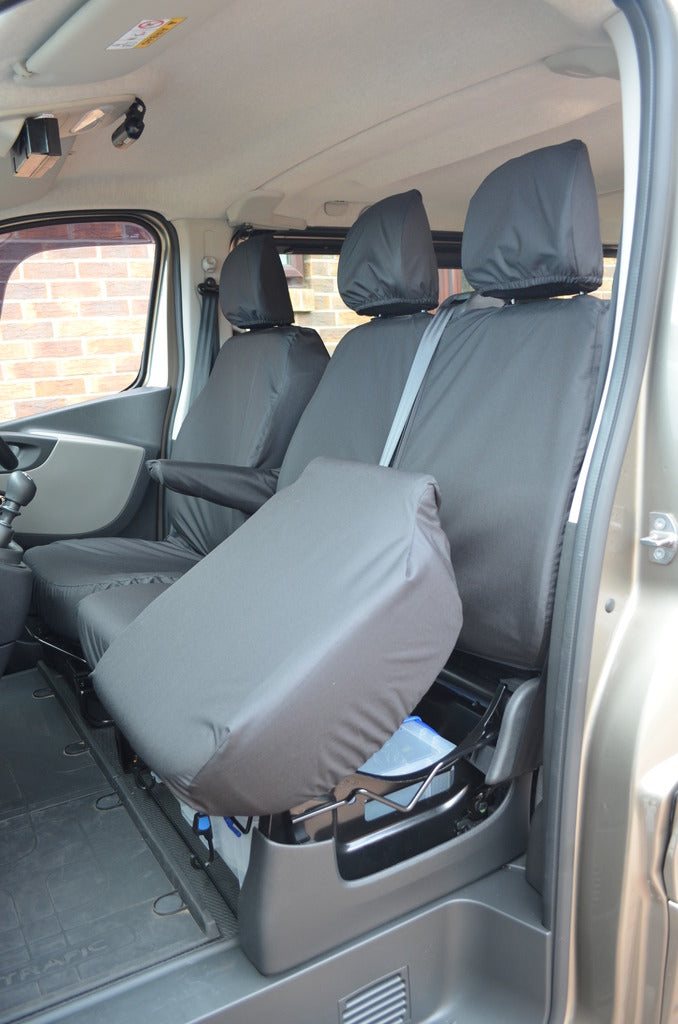 Vauxhall Vivaro 2014 - 2019 Tailored Front Seat Covers Black / Separate Headrests &amp; Underseat Storage Turtle Covers Ltd