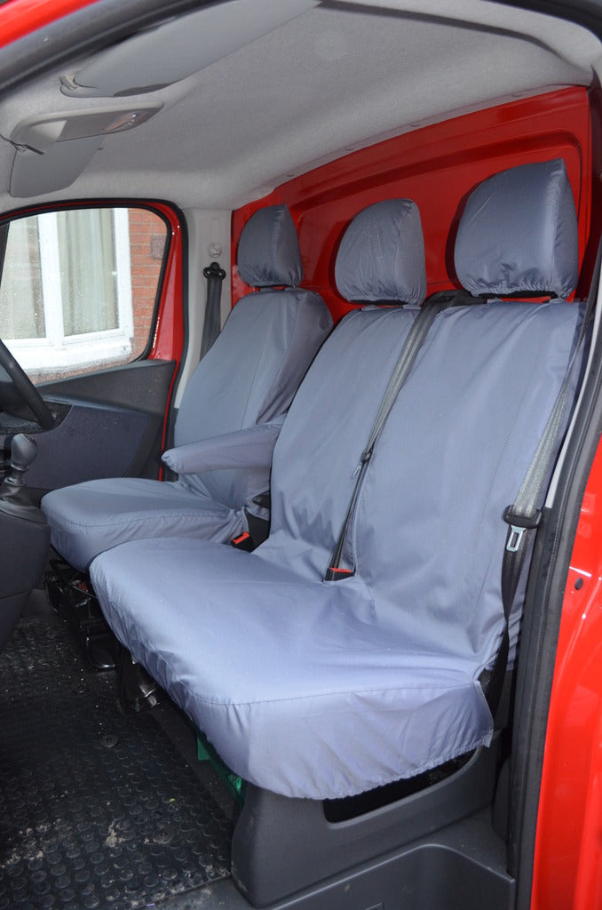 Vauxhall Vivaro 2014 - 2019 Tailored Front Seat Covers Grey / Fixed Double Passenger [No Underseat Storage] Turtle Covers Ltd