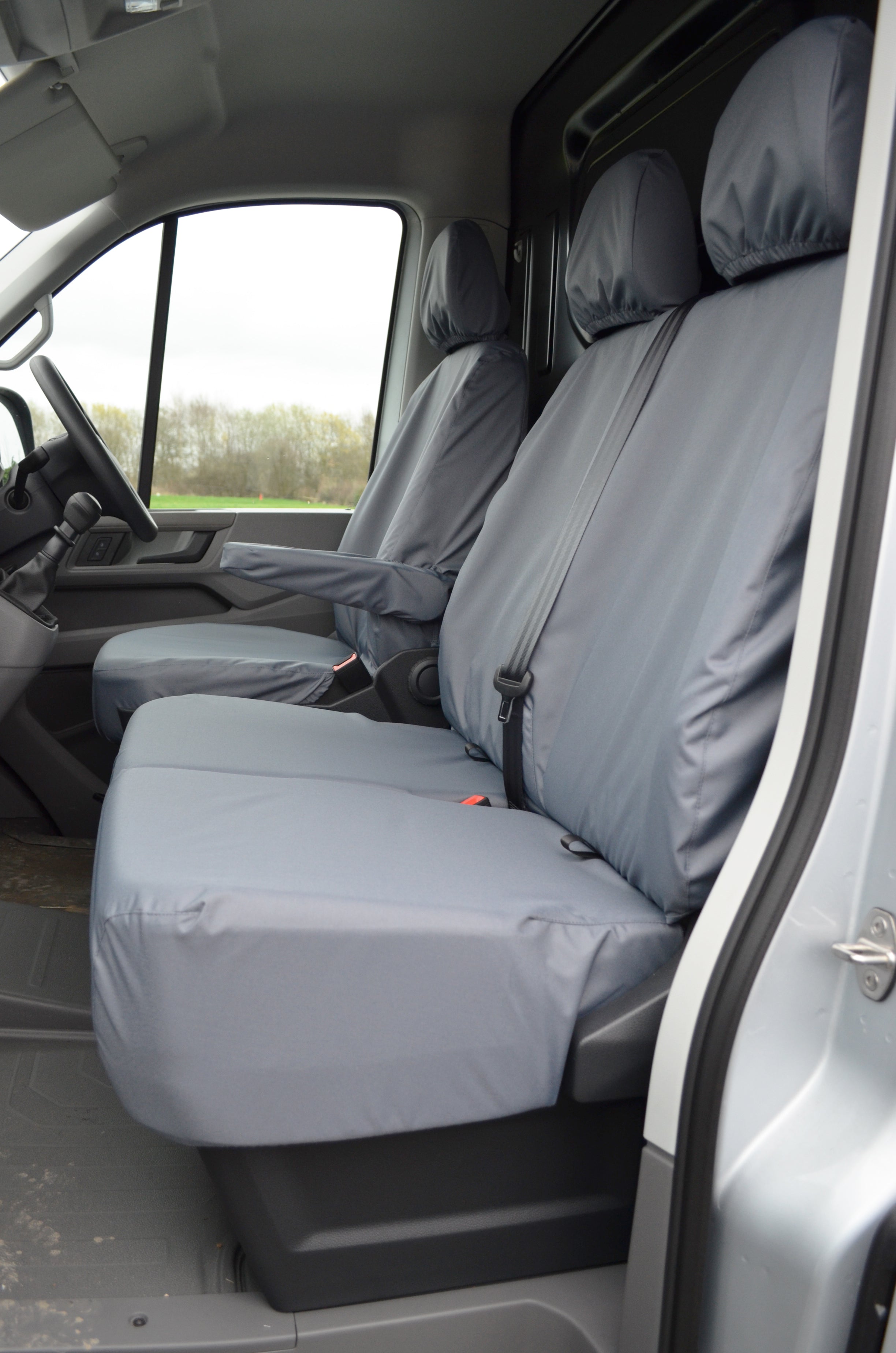 VW Crafter 2017+ Van Tailored & Waterproof Seat Covers Grey / Fronts Turtle Covers Ltd
