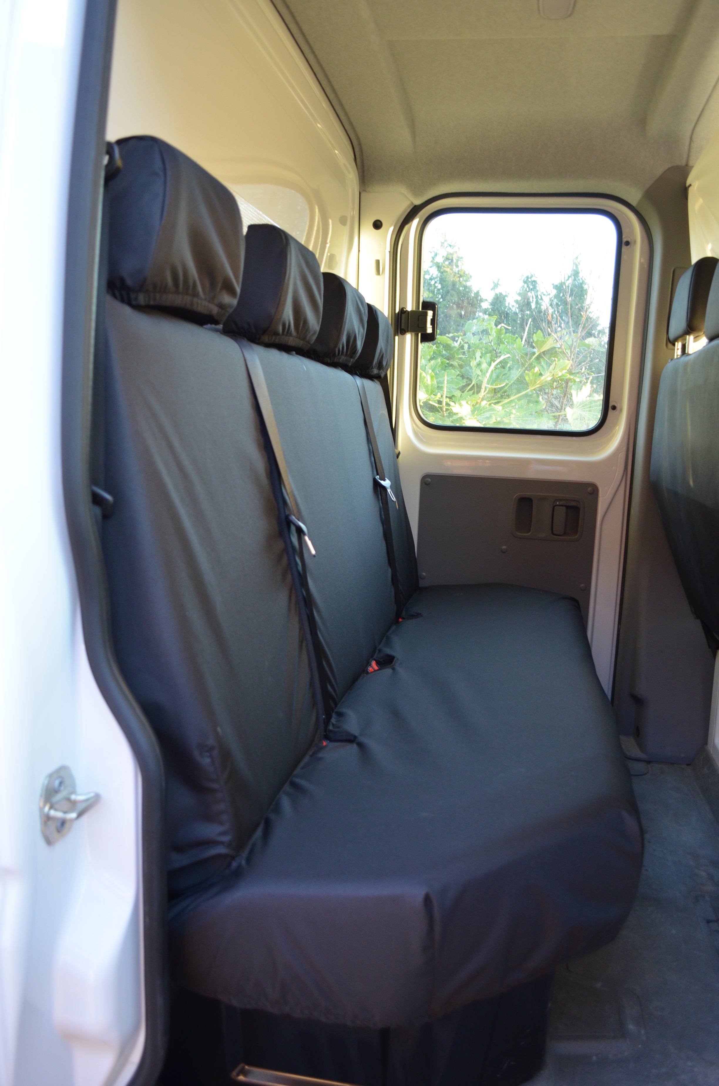 VW Crafter 2010 - 2017 Van Tailored &amp; Waterproof Seat Covers Black / Rear Quad Turtle Covers Ltd