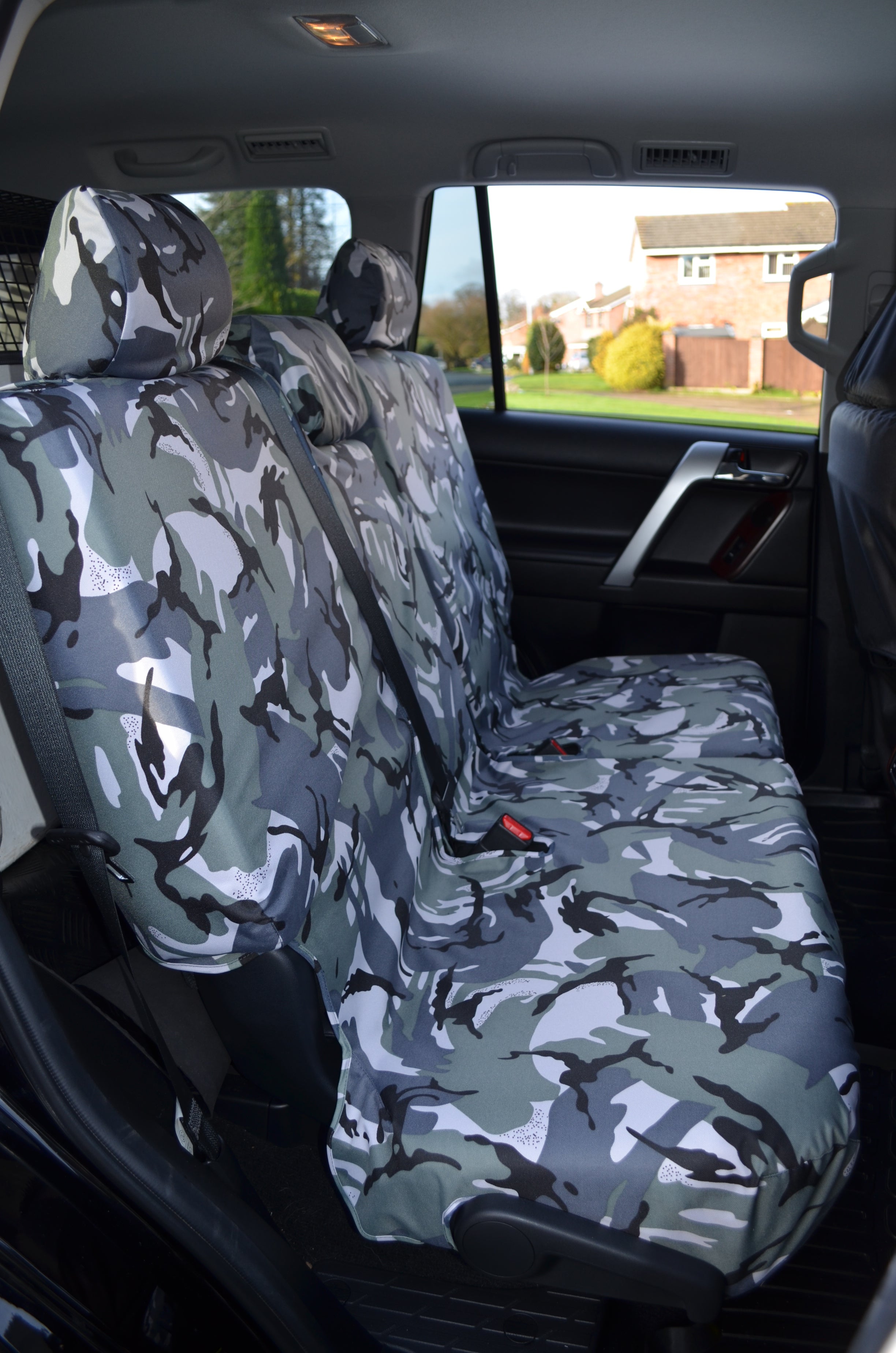 Toyota Land Cruiser 2009+ Tailored and Waterproof Seat Covers Grey Camo / Rear Turtle Covers Ltd