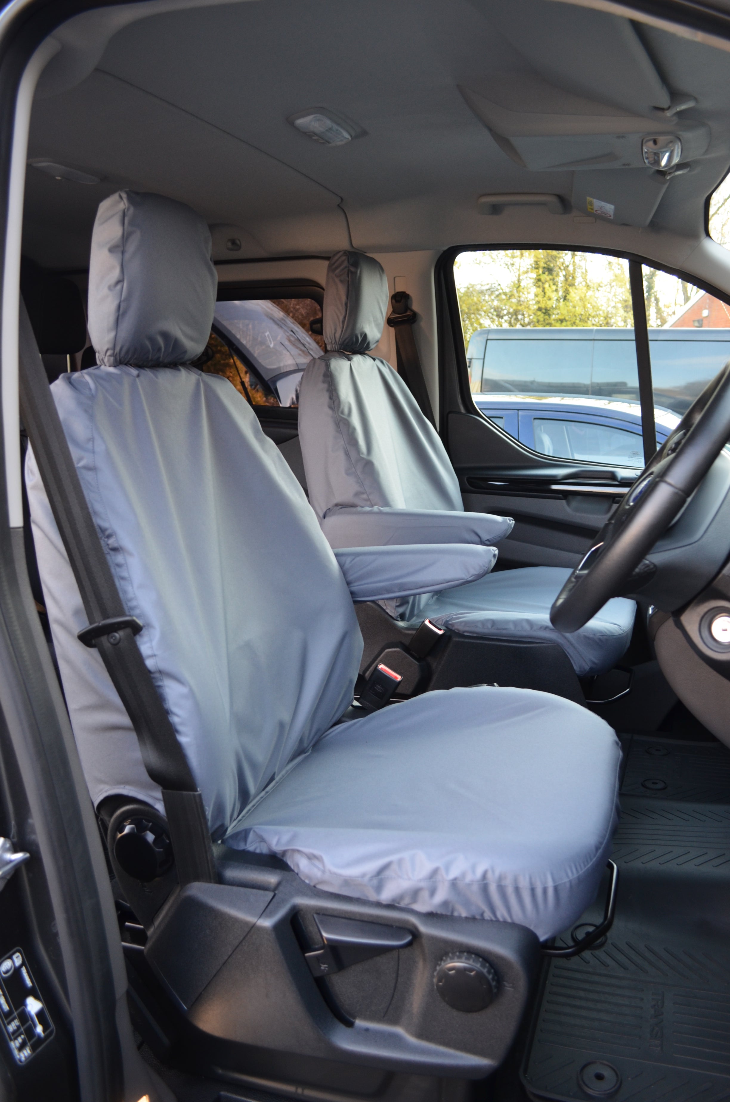 Ford Transit Van 2014 Onwards Tailored Front Seat Covers Grey / Driver's Seat and Single Passenger Turtle Covers Ltd