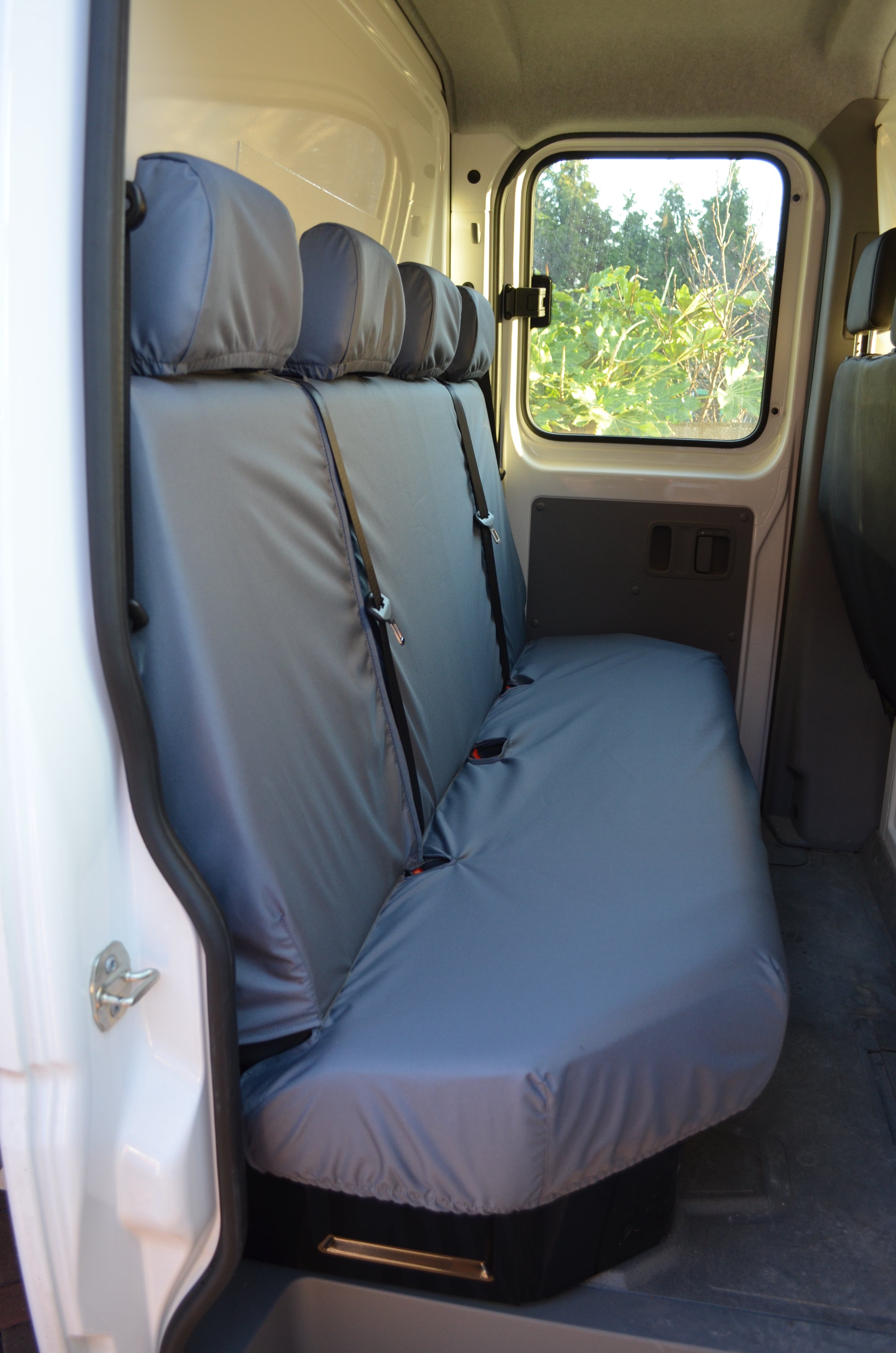 VW Crafter 2017+ Van Tailored &amp; Waterproof Seat Covers Grey / Rear Quad Turtle Covers Ltd