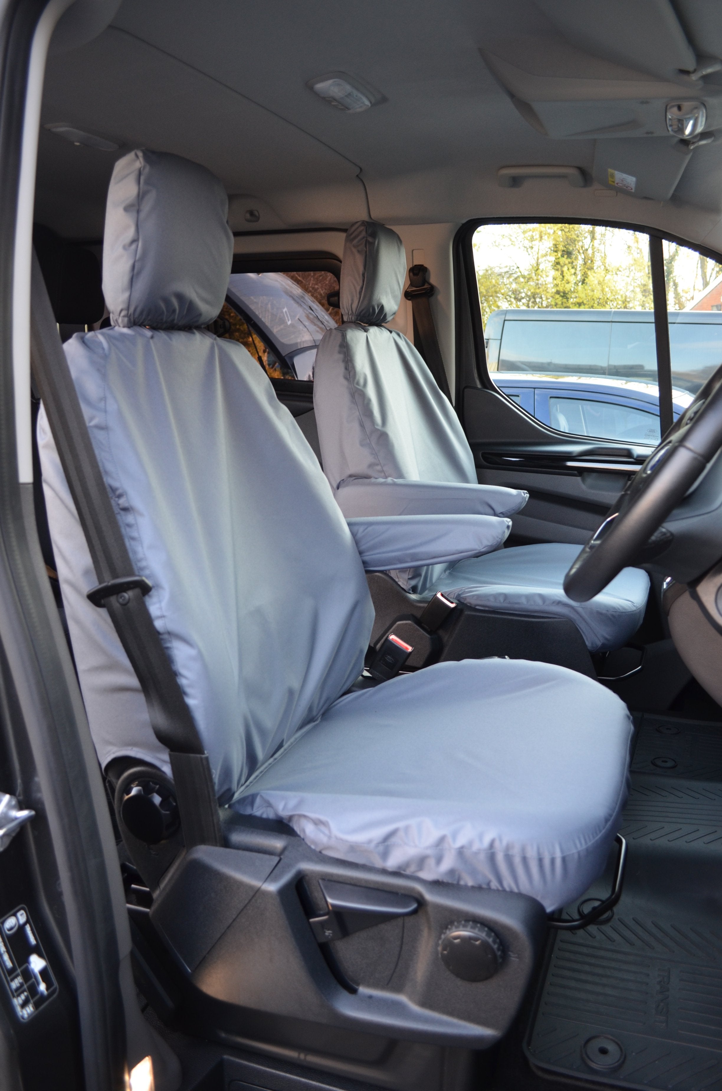 Ford Transit Custom 2013 Onwards Tailored Front Seat Covers Grey / Driver's &amp; Single Passenger Turtle Covers Ltd