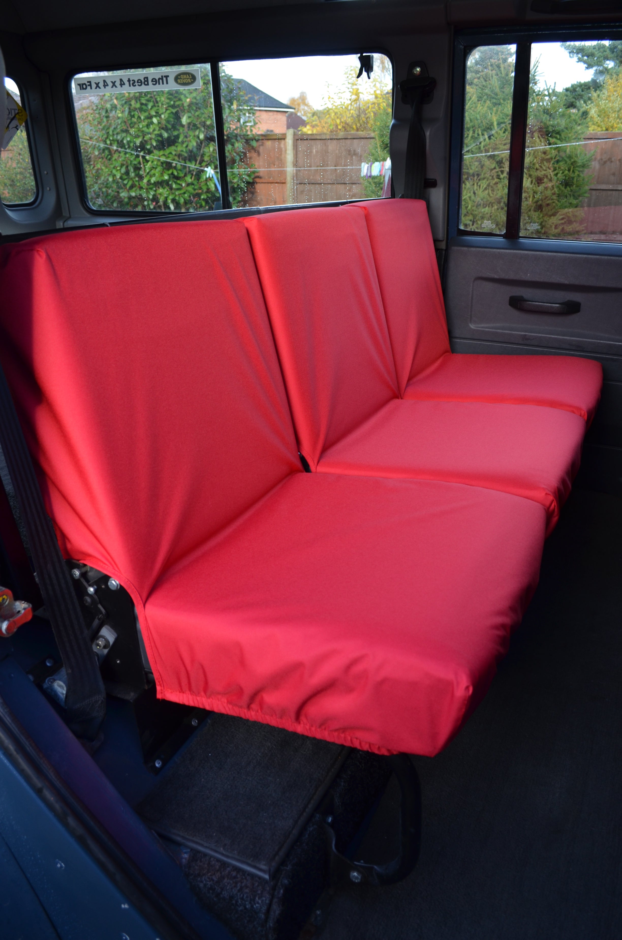 Land Rover Defender 1983 - 2007 Rear Seat Covers 2nd Row 3 Singles / Red Turtle Covers Ltd