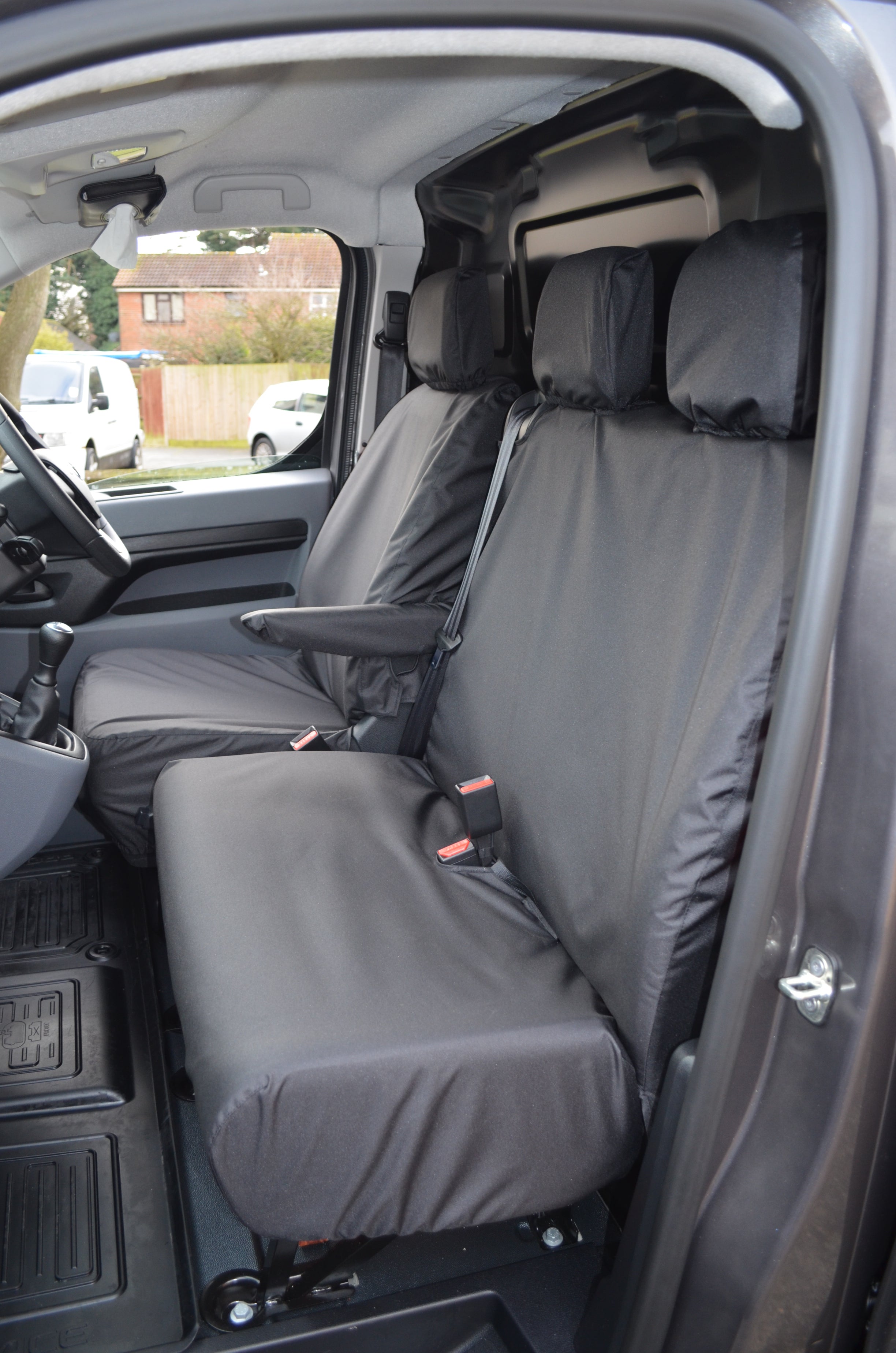 Vauxhall Vivaro 2019+ Seat Covers Black / NO Worktray Turtle Covers Ltd