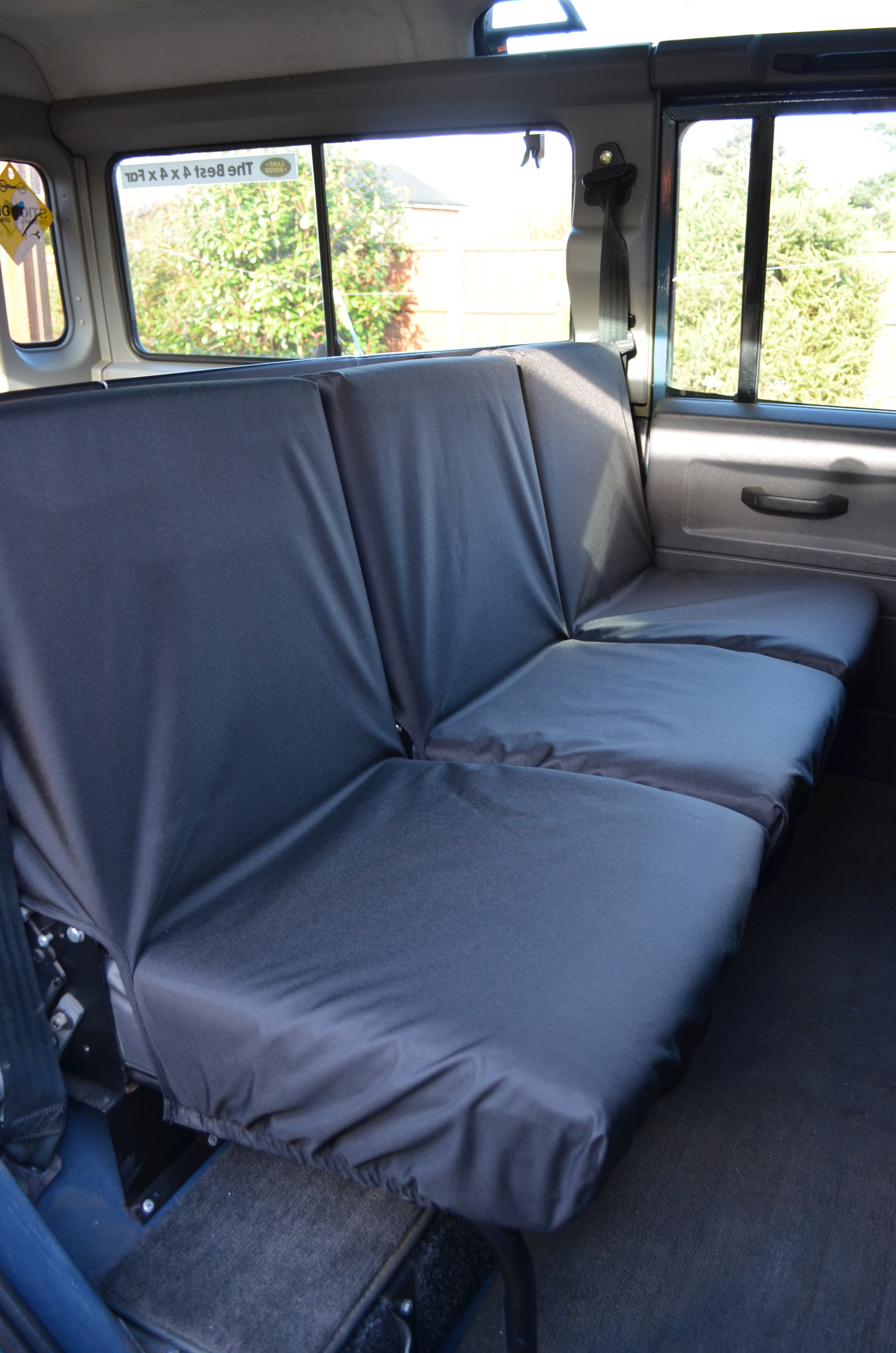 Land Rover Defender 1983 - 2007 Rear Seat Covers 2nd Row 3 Singles / Black Turtle Covers Ltd