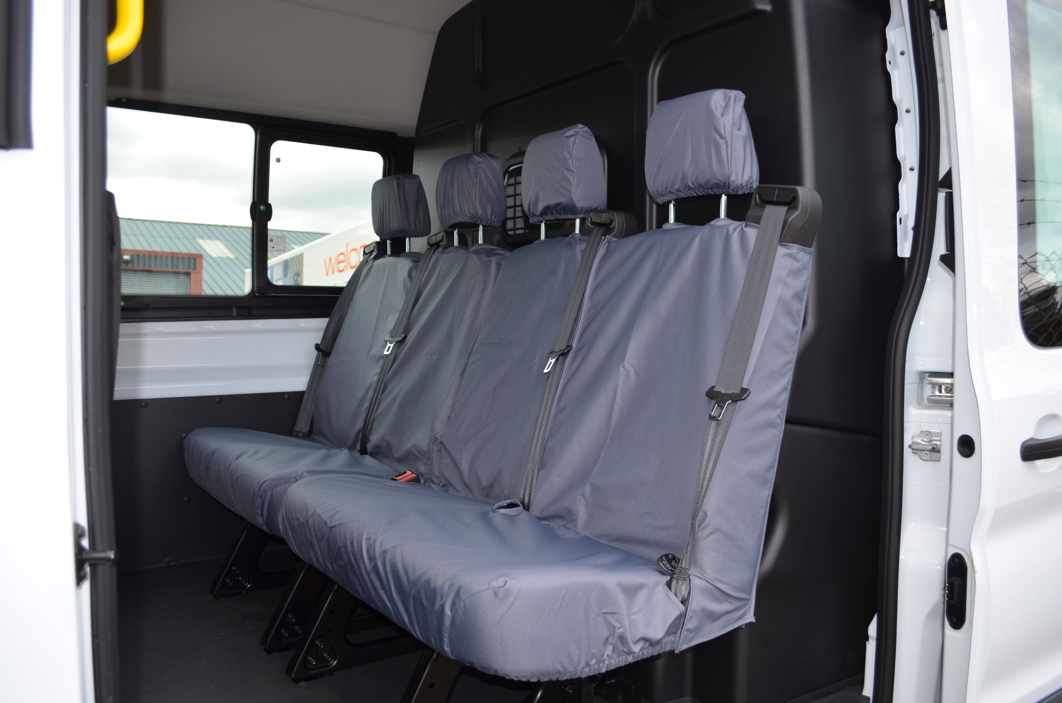 Ford Transit 2014+ Tailored &amp; Waterproof Rear Seat Covers Grey / 4-Seater (2 Pairs) Turtle Covers Ltd