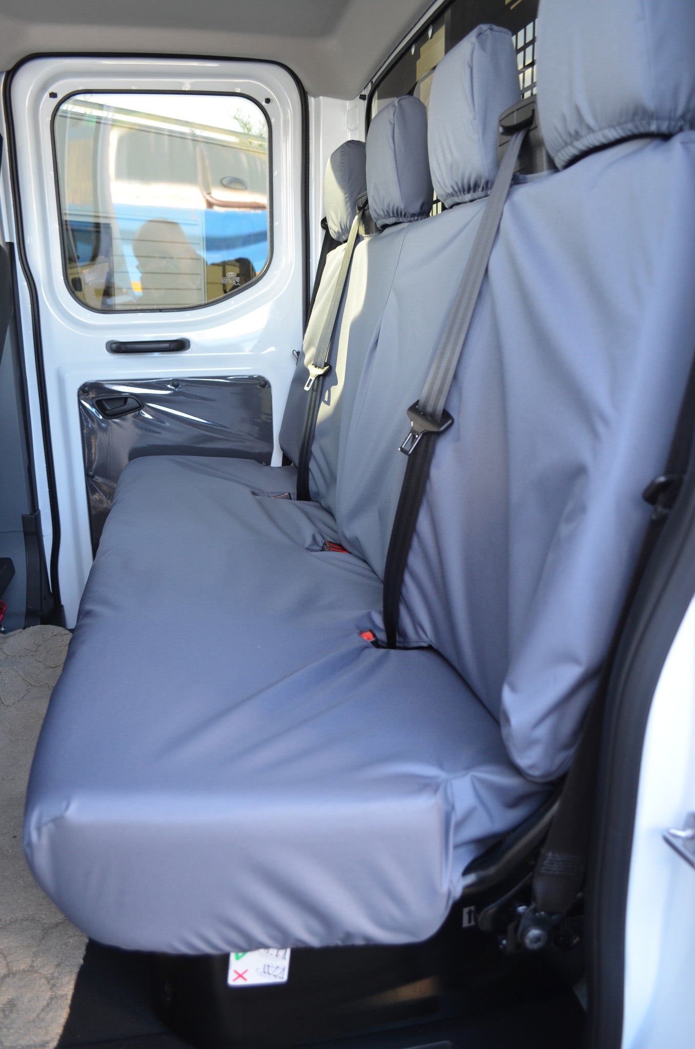 Ford Transit 2014+ Tailored &amp; Waterproof Rear Seat Covers Grey / 4-Seater Bench Turtle Covers Ltd