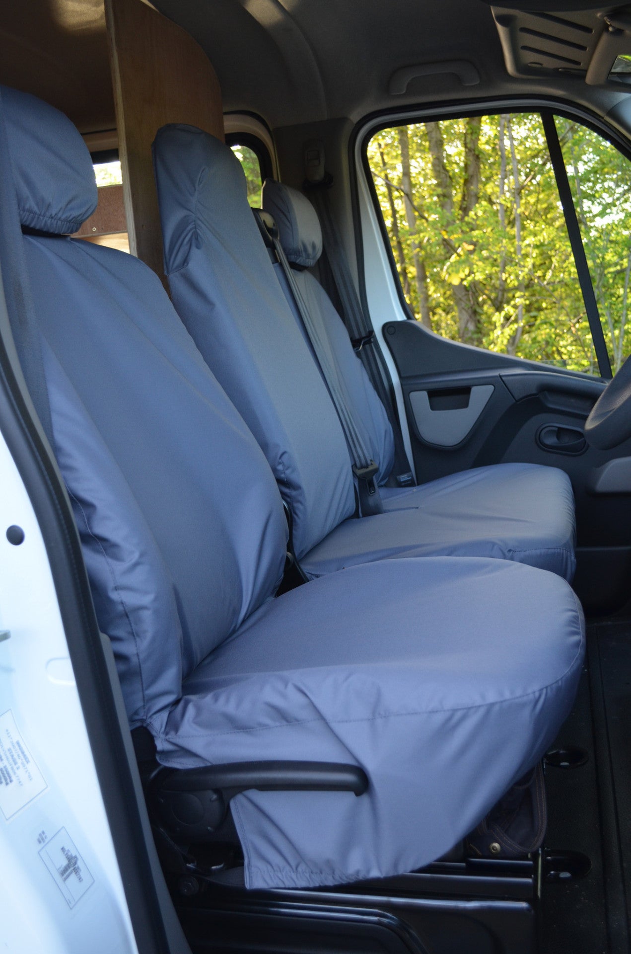 Renault Master Van 2010 Onwards Tailored Front Seat Covers Grey / Folding Middle Seat - 1 Piece Bench Turtle Covers Ltd