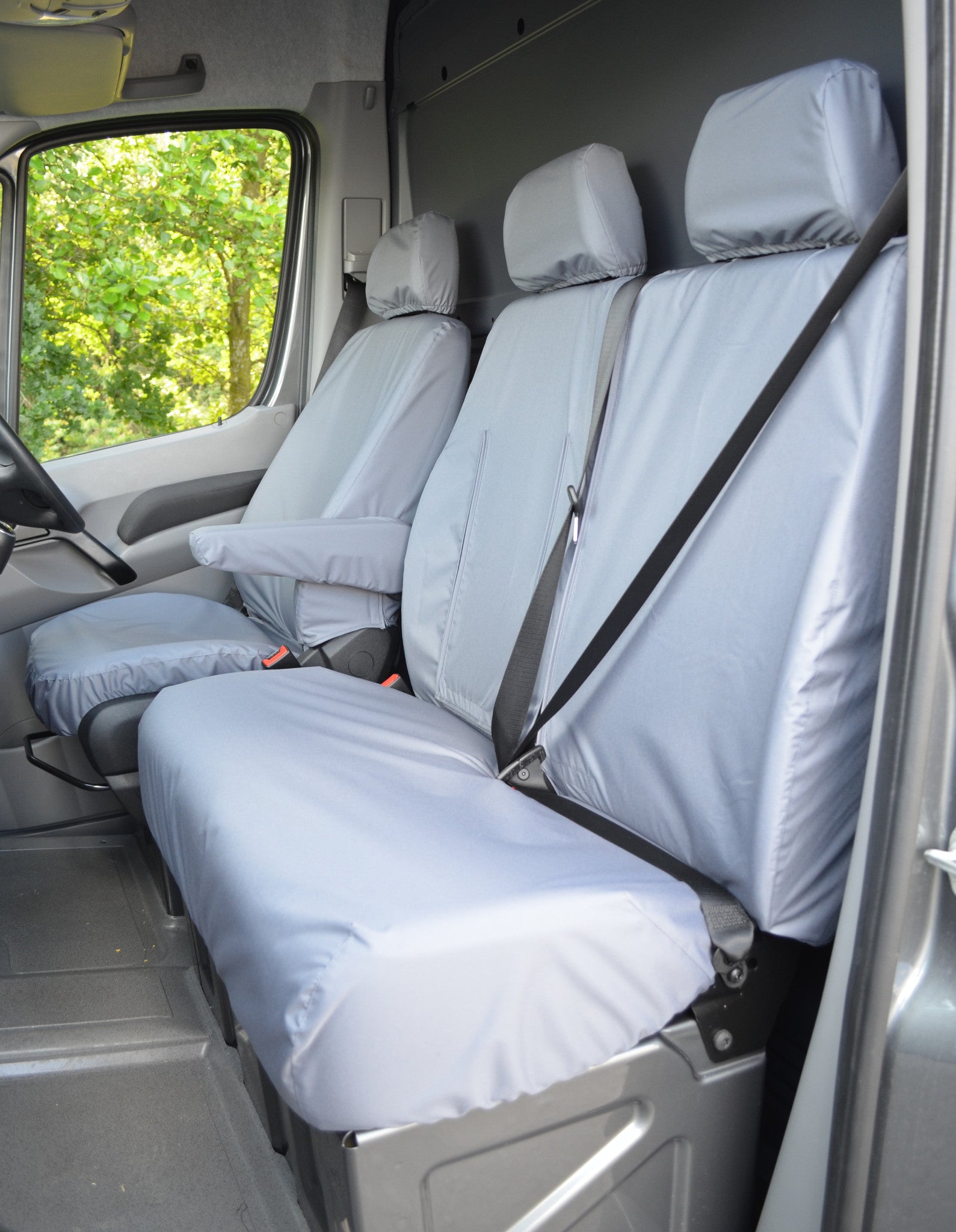 VW Crafter 2010 - 2017 Van Tailored &amp; Waterproof Seat Covers Grey / Fronts Turtle Covers Ltd
