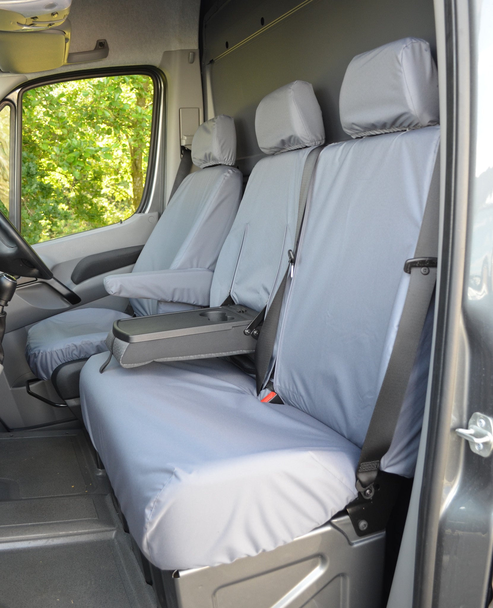 Mercedes Sprinter 2010 - 2018 Van Tailored &amp; Waterproof Seat Covers Grey / Front Turtle Covers Ltd