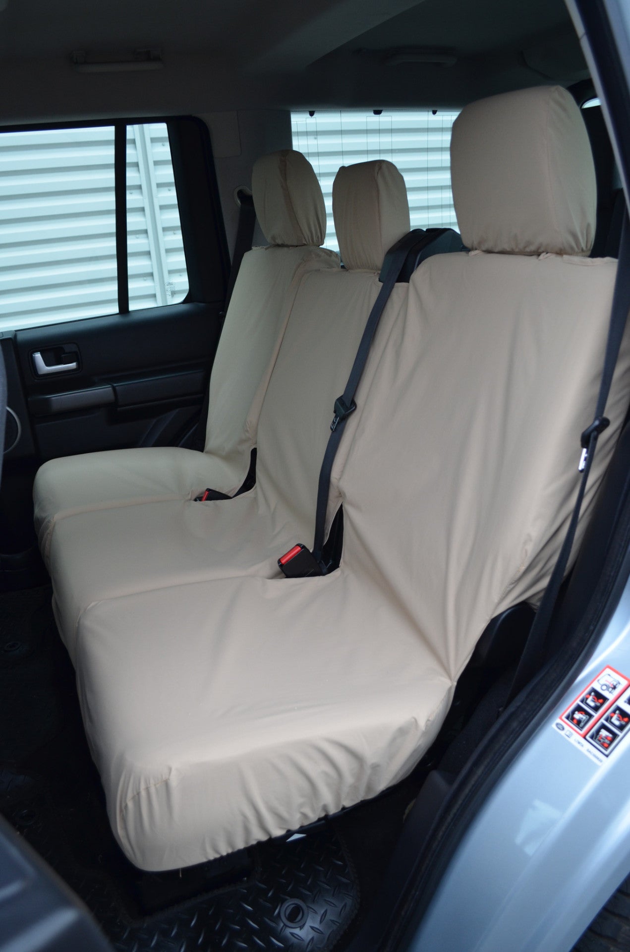 Land Rover Discovery 3 &amp; 4 (2004-2017) Seat Covers Rear 2nd Row (3 Singles) / Beige Turtle Covers Ltd