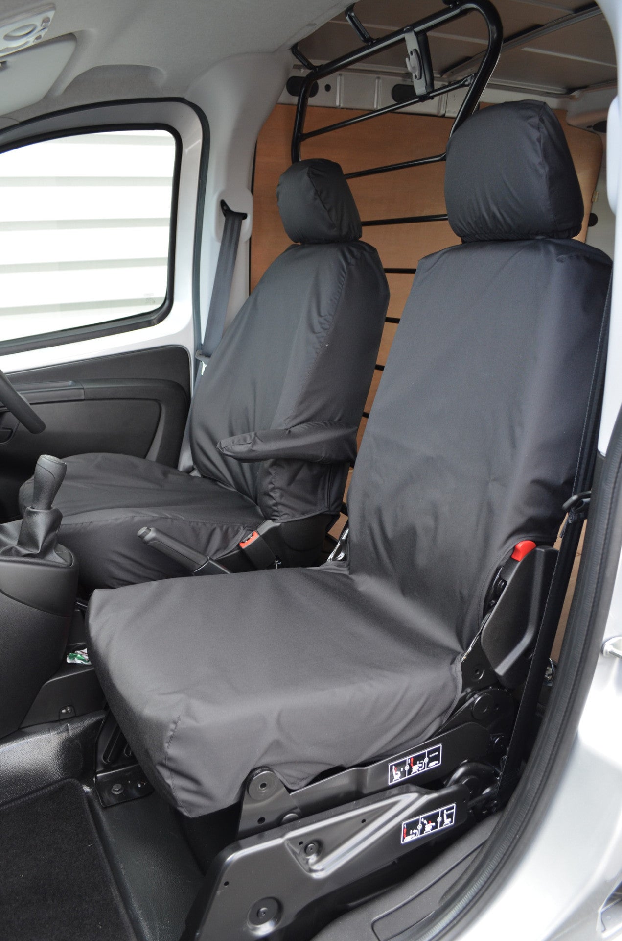 Citroen Nemo Van 2008 Onwards Front Pair of Seat Covers Driver's Seat and Folding Passenger Seat / Black Turtle Covers Ltd