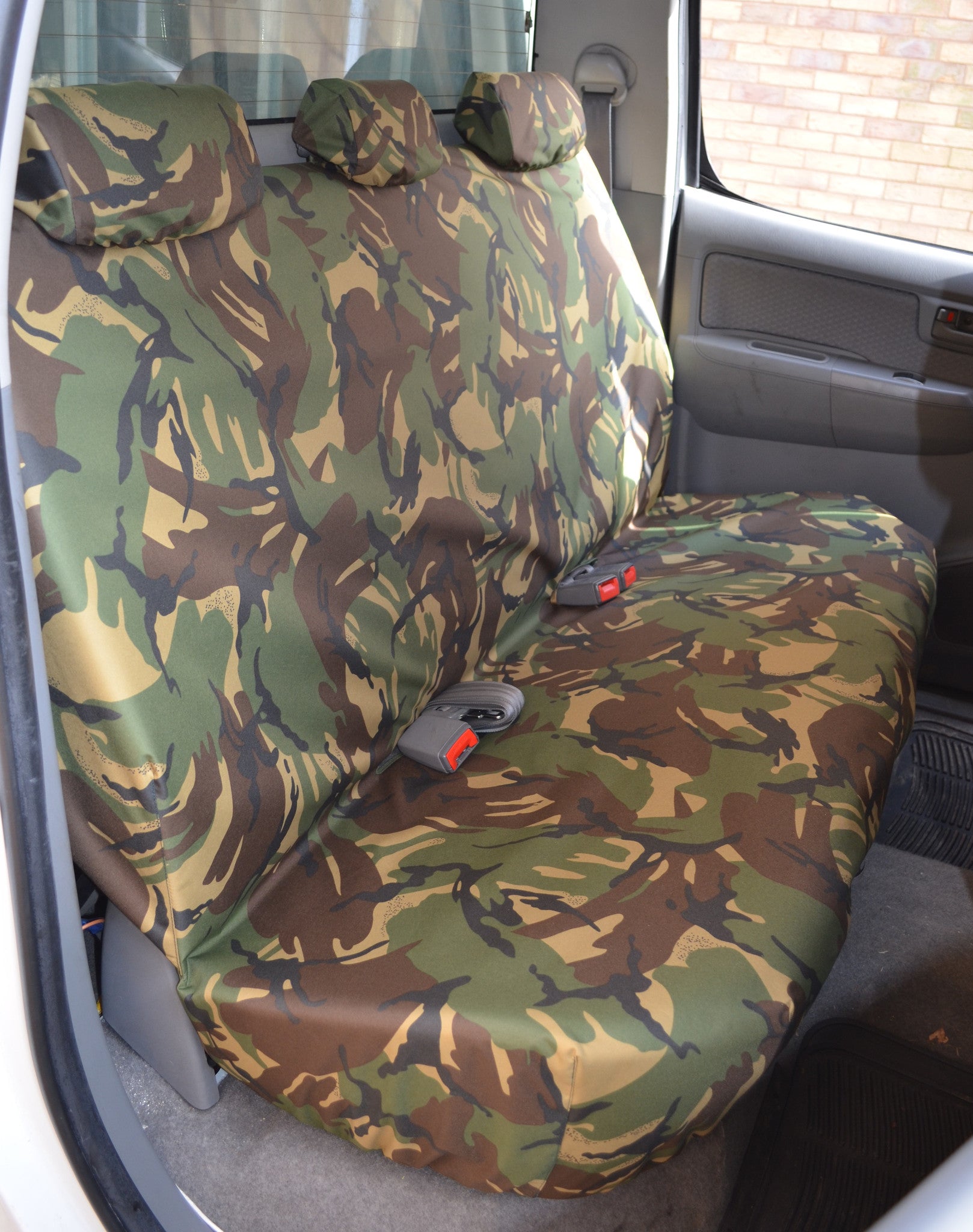 Toyota Hilux 2005 - 2016 Seat Covers Front &amp; Double Cab Rear / Green Camouflage Turtle Covers Ltd