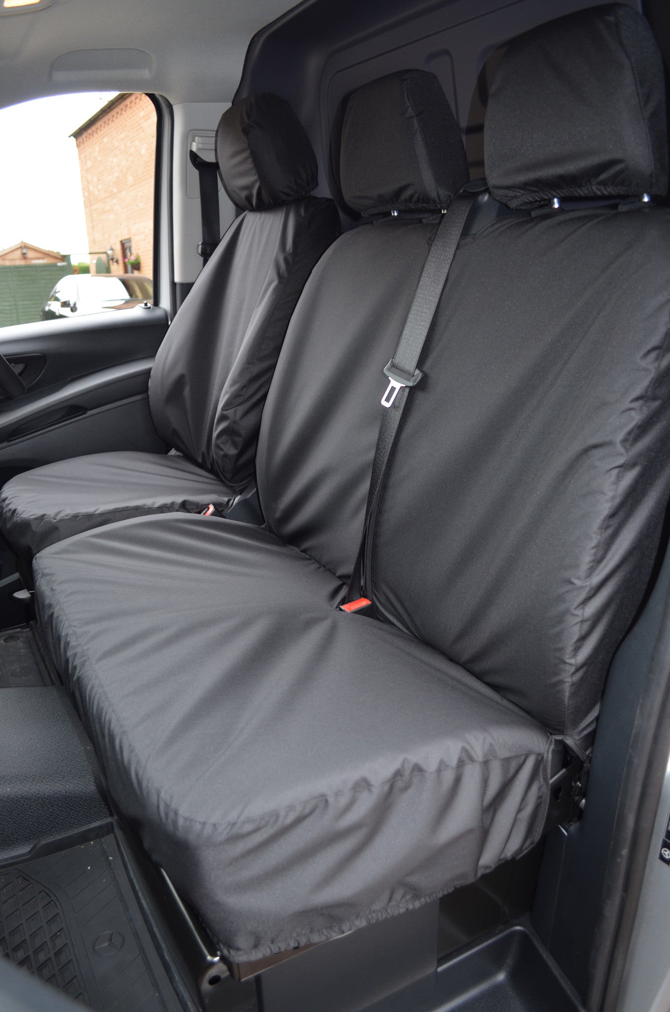Mercedes-Benz Vito 2003-15 Tailored Front Seat Covers Driver's &amp; Double Passenger Seat / Black Turtle Covers Ltd