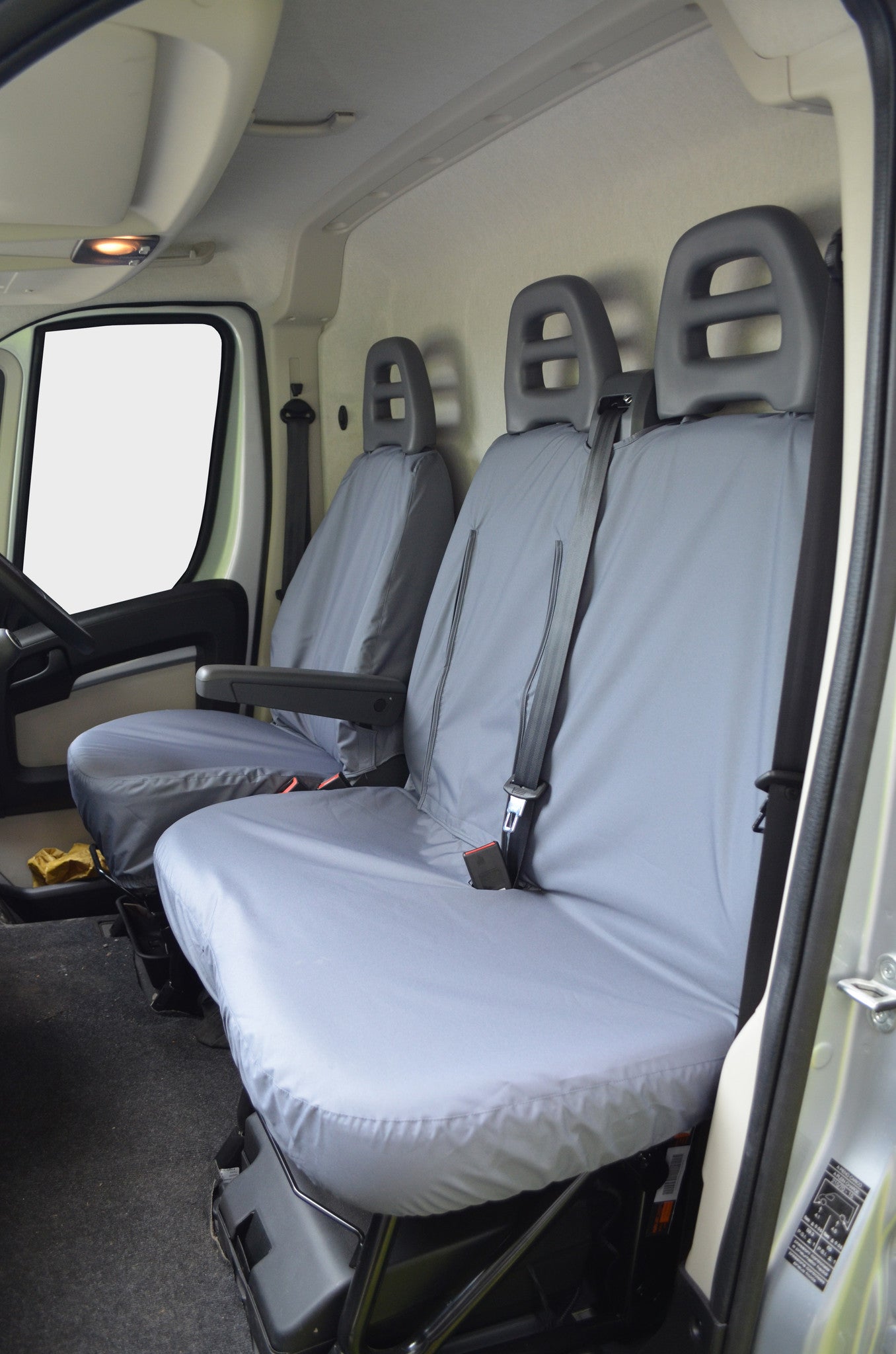 Fiat Ducato Van 2006 Onwards Tailored Seat Covers Driver's Seat &amp; Double Passenger / Grey Turtle Covers Ltd