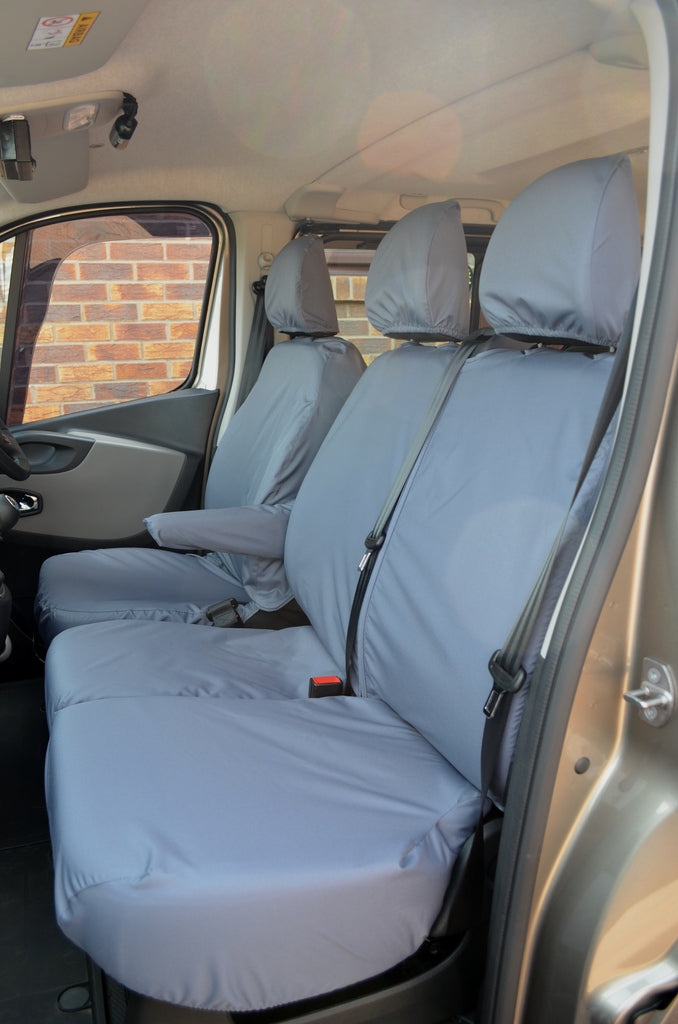 Lux-Ride Black Leather & Alicante Seat Cover Set For Vauxhall Vivaro Crew Cab 2014-2019