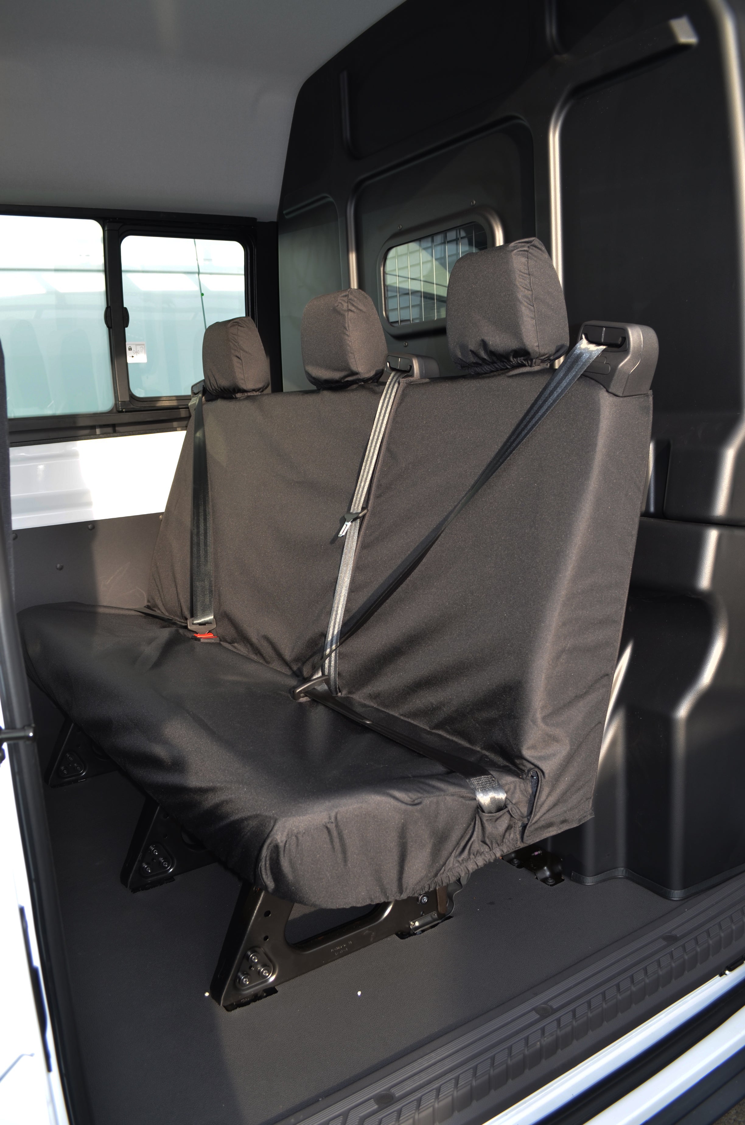 Ford Transit 2014+ Tailored &amp; Waterproof Rear Seat Covers Black / 3-Seater Turtle Covers Ltd