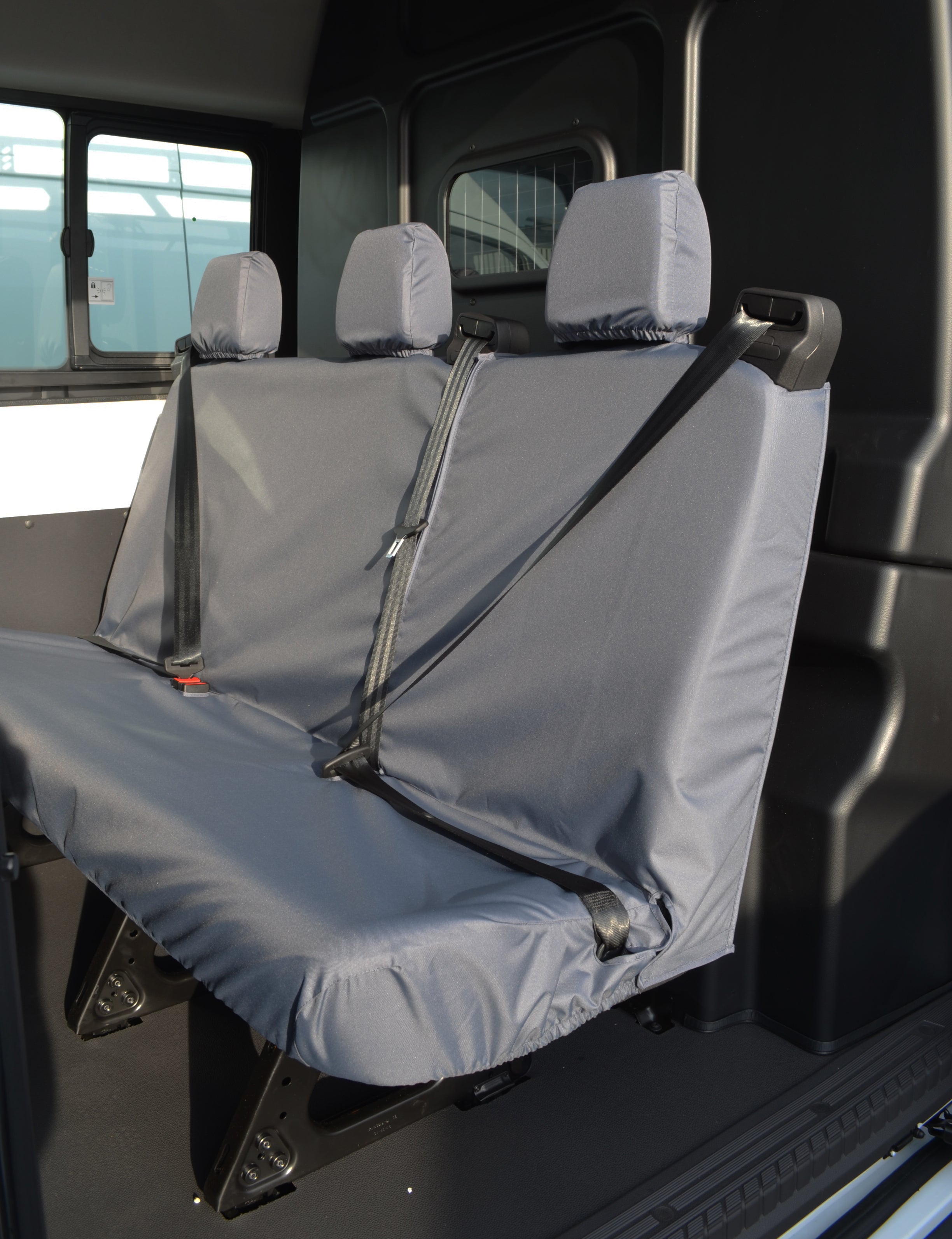 Ford Transit 2014+ Tailored &amp; Waterproof Rear Seat Covers Grey / 3-Seater Turtle Covers Ltd