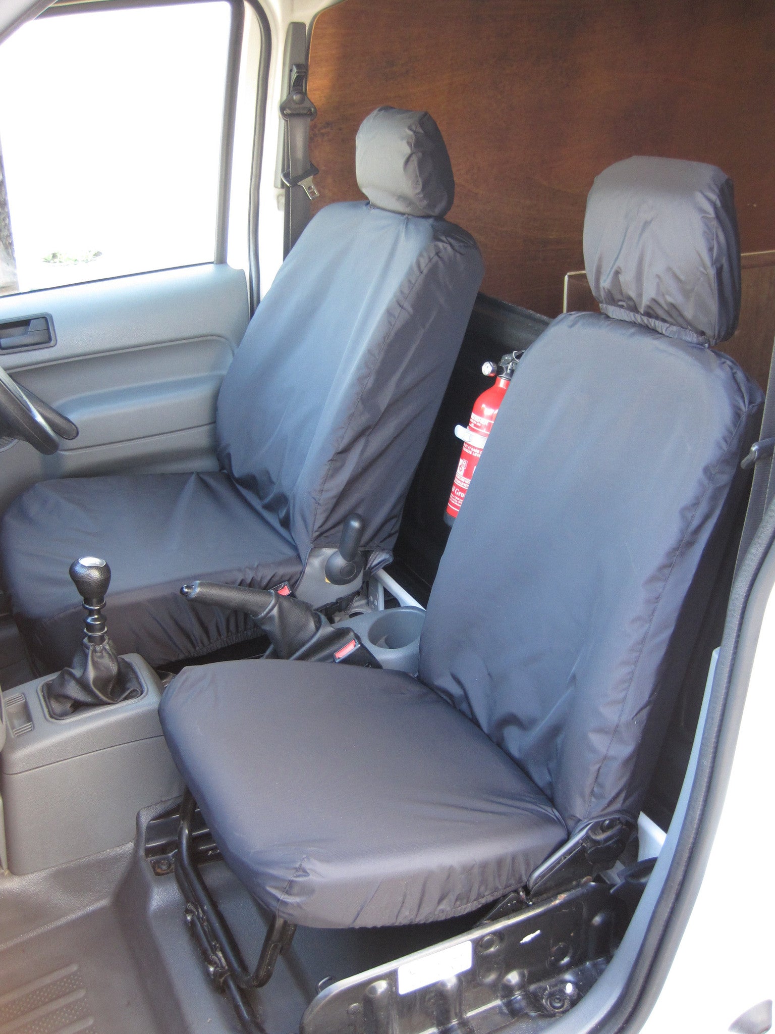 Ford Transit Connect 2002 - 2014 Front Seat Covers Without Driver's Seat Armrest / Black Turtle Covers Ltd