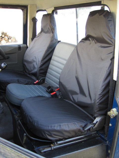 Land Rover Defender 1983 - 2007 Front Seat Covers Front Pair / Black Turtle Covers Ltd