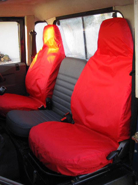 Land Rover Defender 1983 - 2007 Front Seat Covers Front Pair / Red Turtle Covers Ltd