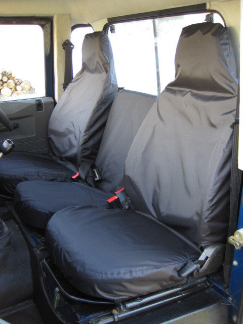 Land Rover Defender 1983 - 2007 Front Seat Covers 3 Front Seats / Black Turtle Covers Ltd