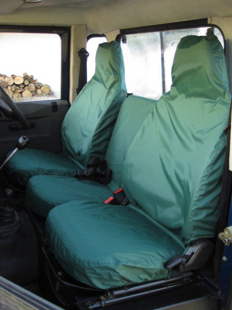 Land Rover Defender 1983 - 2007 Front Seat Covers 3 Front Seats / Green Turtle Covers Ltd