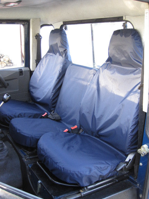 Land Rover Defender 1983 - 2007 Front Seat Covers 3 Front Seats / Navy Blue Turtle Covers Ltd