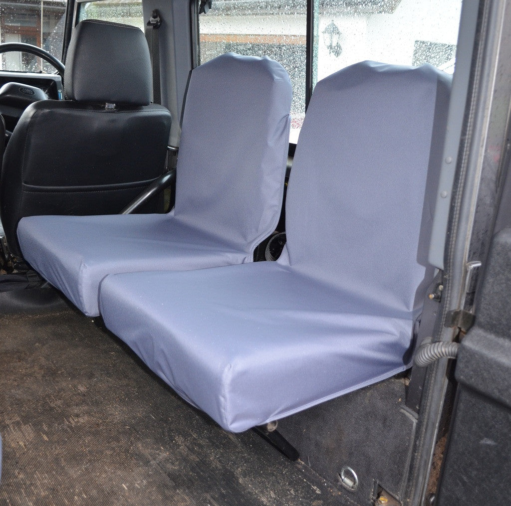Land Rover Defender 1983 - 2007 Rear Seat Covers Set of 2 Dicky Seats / Grey Turtle Covers Ltd